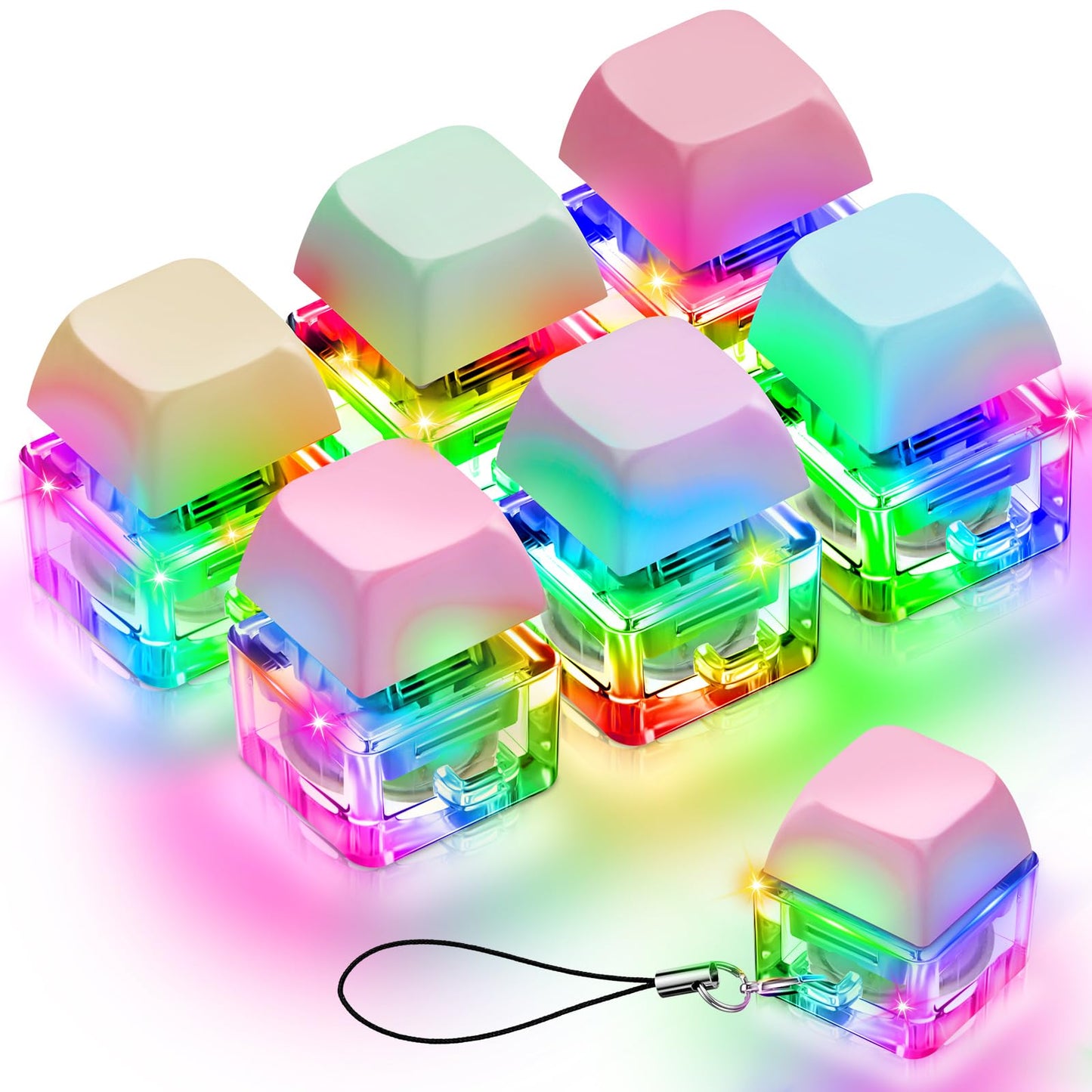 Taiyin 6 Pcs Keyboard Clicker Toys – Decompression Fidget Keyboard Cubes for Adults | Stress Relief & Desk Decor