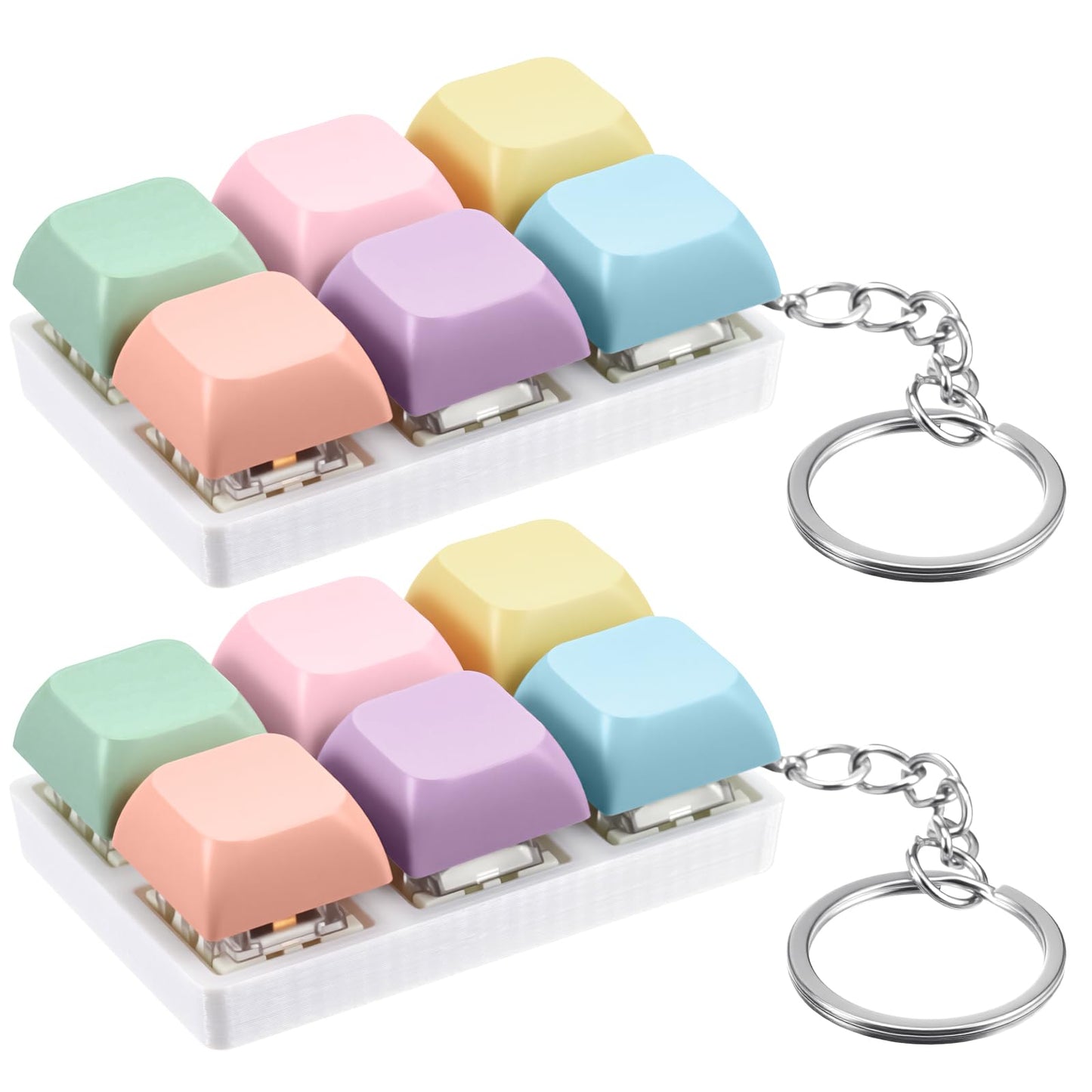 Taiyin Keyboard Clicker Fidget Keychain – 6-Color Macaron Set for Stress Relief and Focus