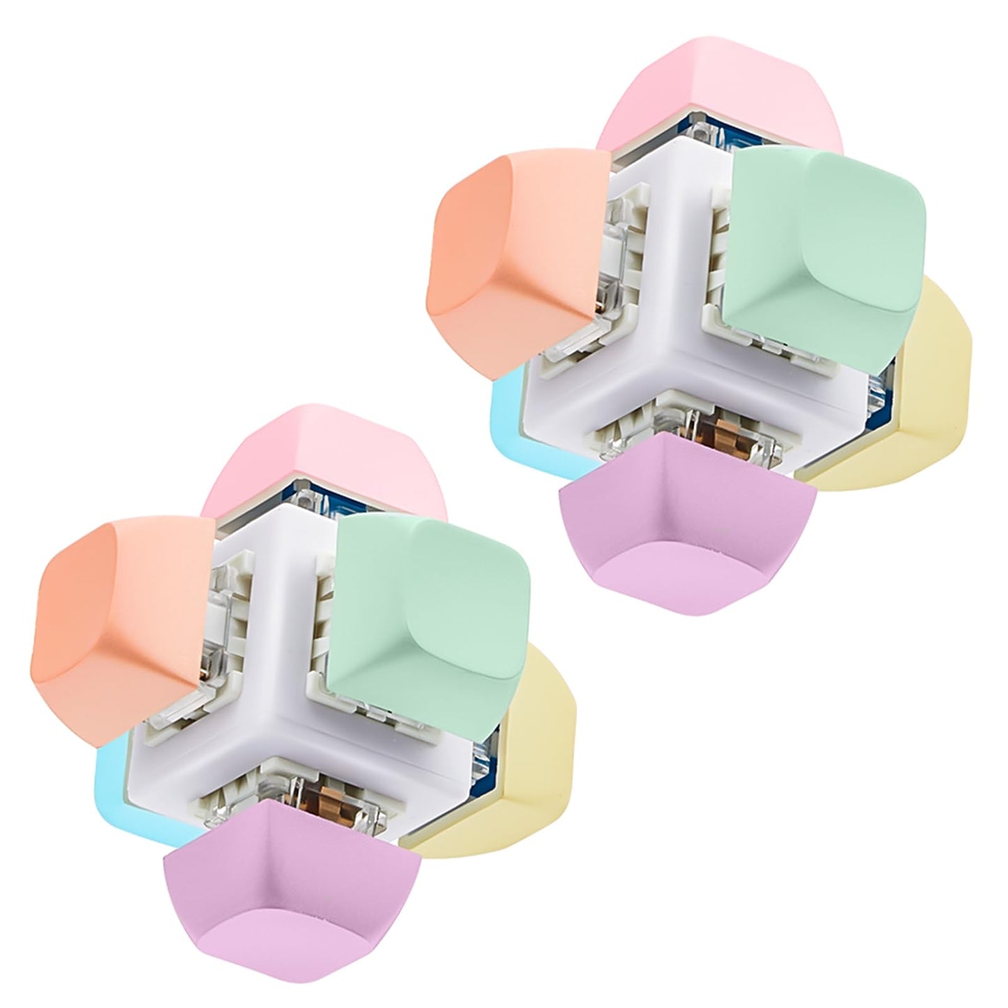 Taiyin 2-Pack Keyboard Toy Clicker • 6-Sided Fidget Keychain in Macaron Colors