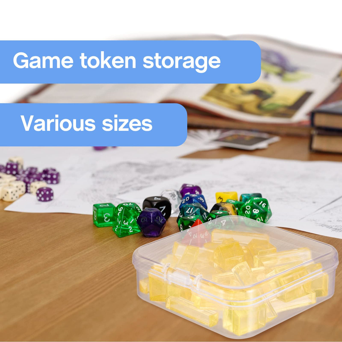 Taiyin 32-Pcs Clear Game Tokens Storage Boxes with Lids | Mixed Sizes Organizer for Dice, Tokens, Beads