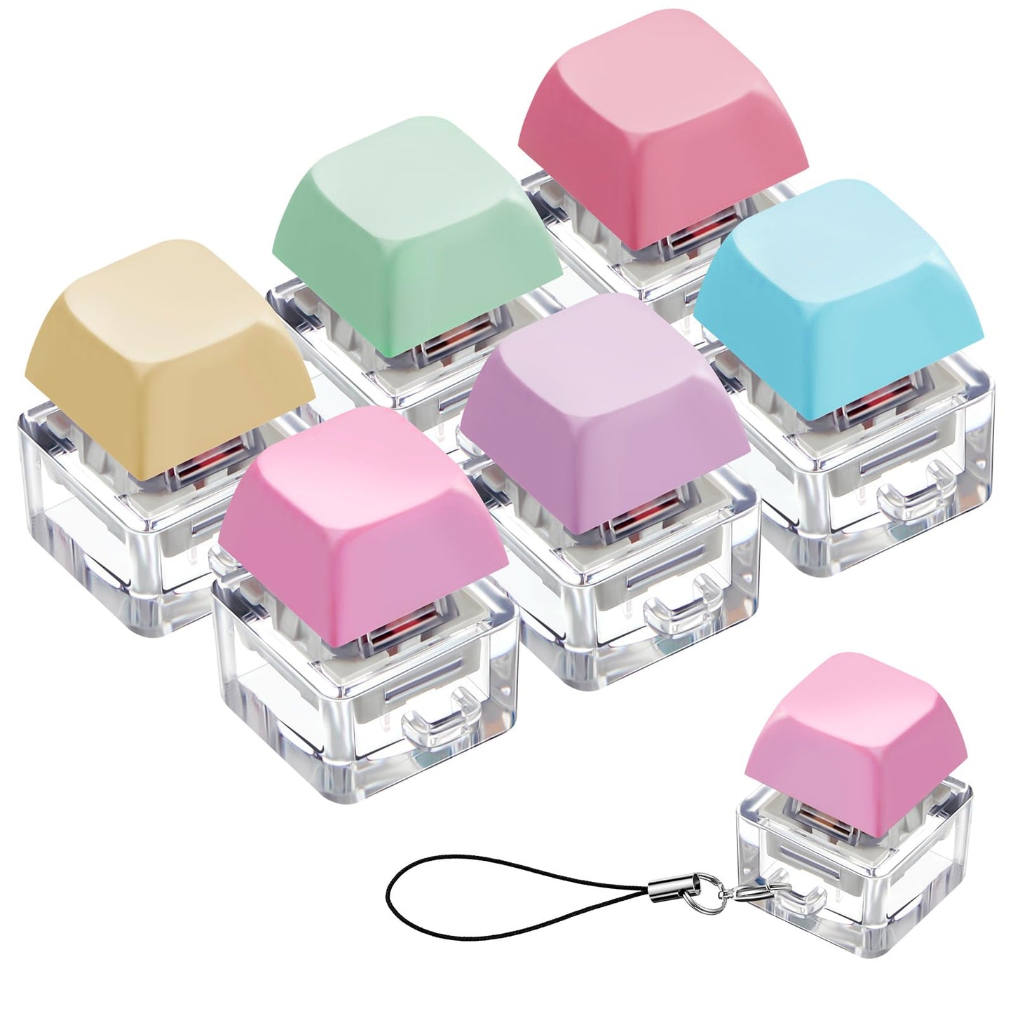 Taiyin 6 Pcs Keyboard Fidget Keychains – Macaron Colors for Stress Relief & Focus