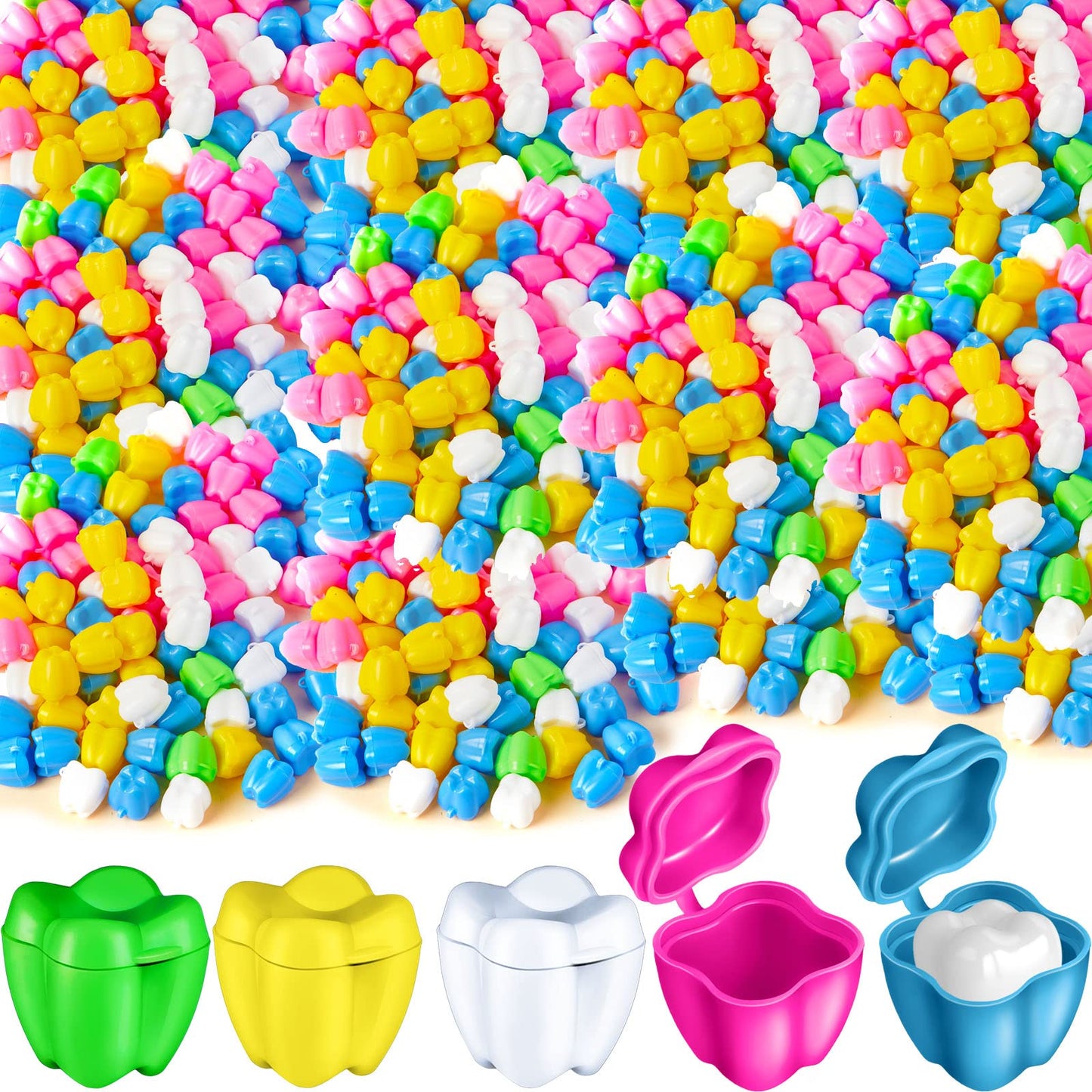 Taiyin 200 Pcs Colorful Tooth Savers Box – Kids Tooth Holders Bulk, 5 Colors