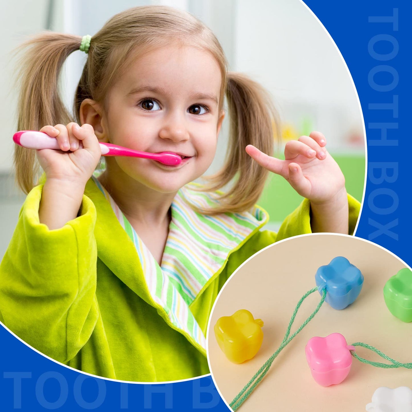 Taiyin 200 Pcs Colorful Tooth Savers Box – Kids Tooth Holders Bulk, 5 Colors