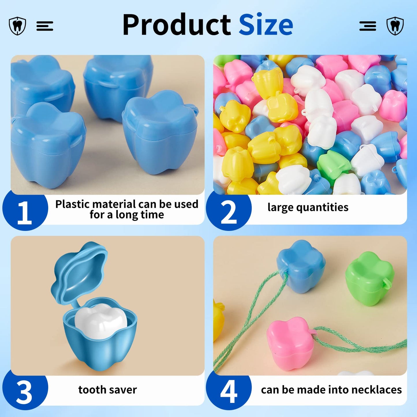 Taiyin 200 Pcs Colorful Tooth Savers Box – Kids Tooth Holders Bulk, 5 Colors
