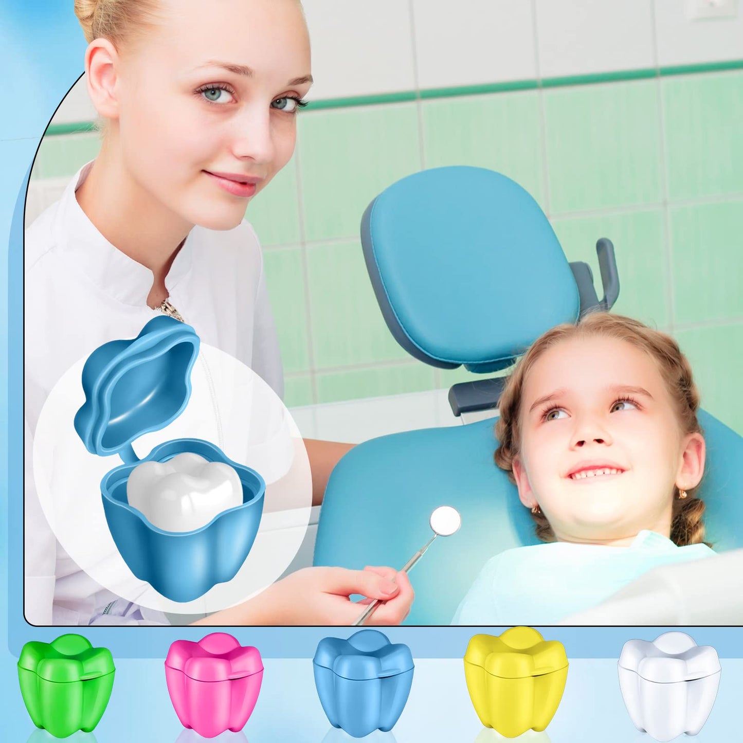 Taiyin 200 Pcs Colorful Tooth Savers Box – Kids Tooth Holders Bulk, 5 Colors