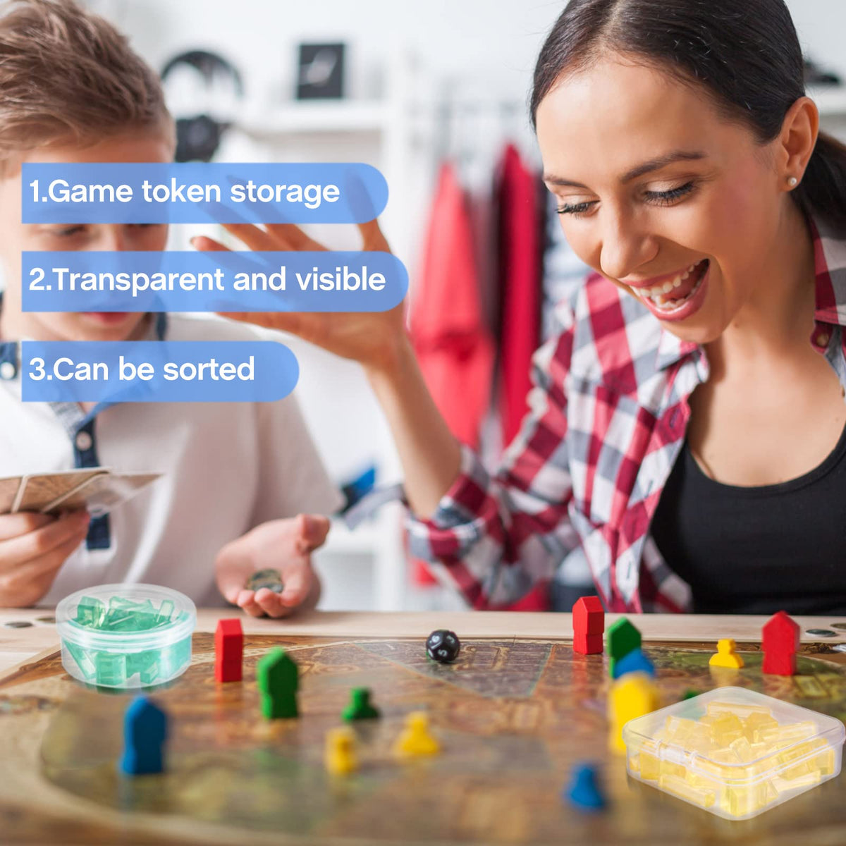 Taiyin 32-Pcs Clear Game Tokens Storage Boxes with Lids | Mixed Sizes Organizer for Dice, Tokens, Beads