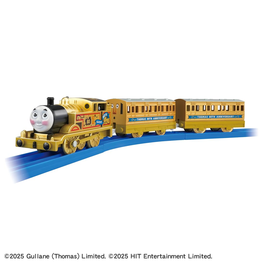 Takara Tomy Plarail Gold Thomas & Friends 80th Anniversary Train Set – Gold Thomas, Annie & Clarabel