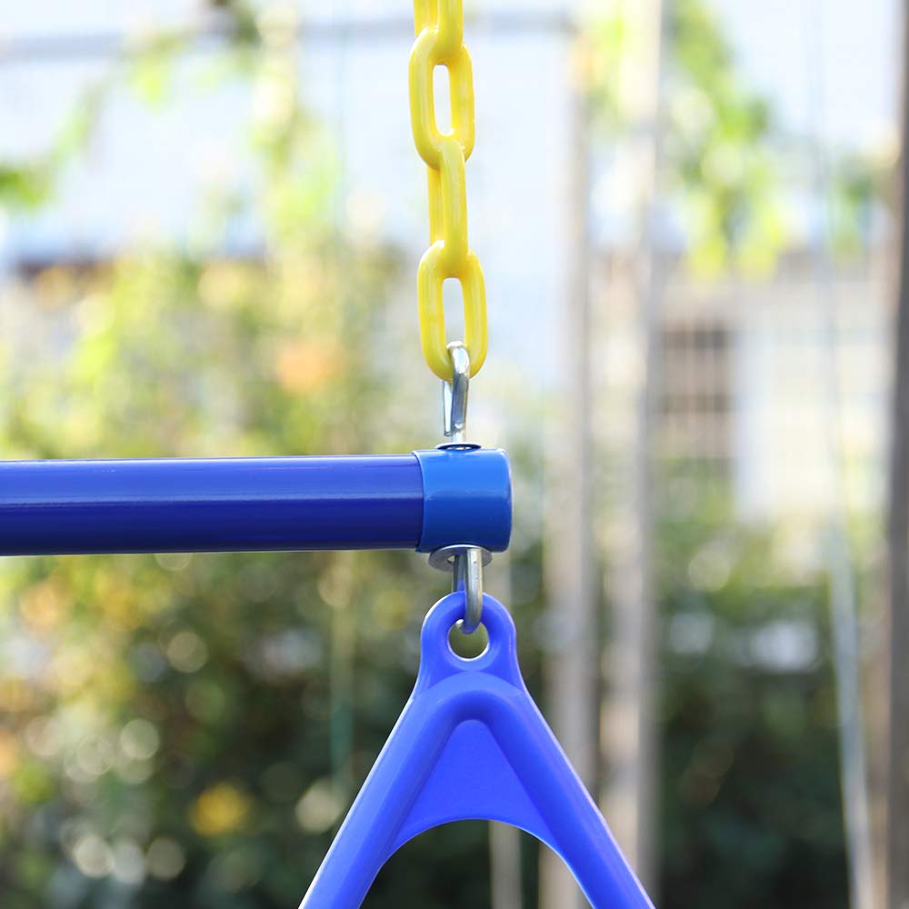 Take Me Away 18-inch Trapeze Swing Bar with Rings & 48-inch Heavy-Duty Chains | Backyard Playground Accessory