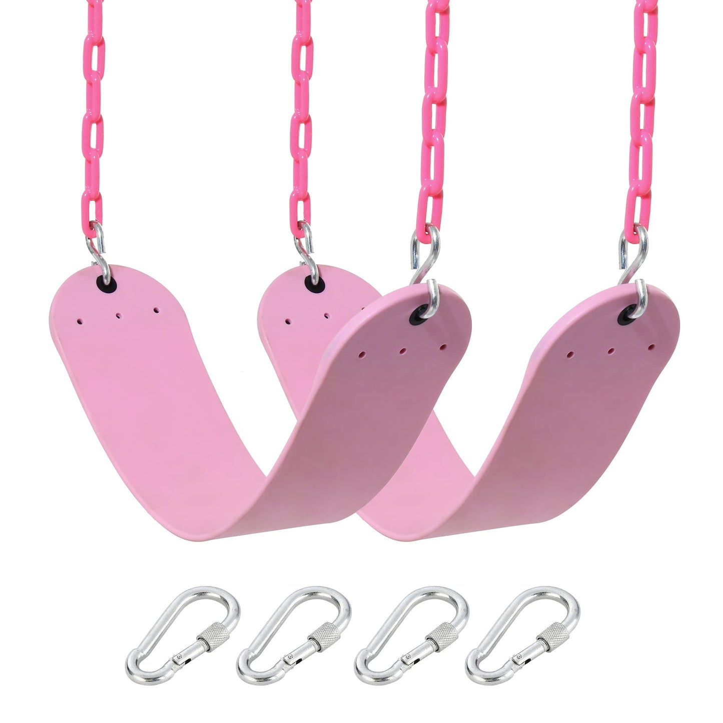 Take Me Away 2 Pack Pink Swing Seats with 66in Chains – Heavy-Duty, Plastic-Coated, Playground Swing Set Accessories