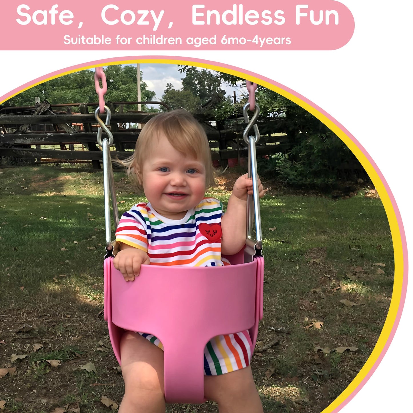 Take Me Away Pink Swing Seat – Heavy-Duty Toddler Bucket Swing with 66-inch Chains
