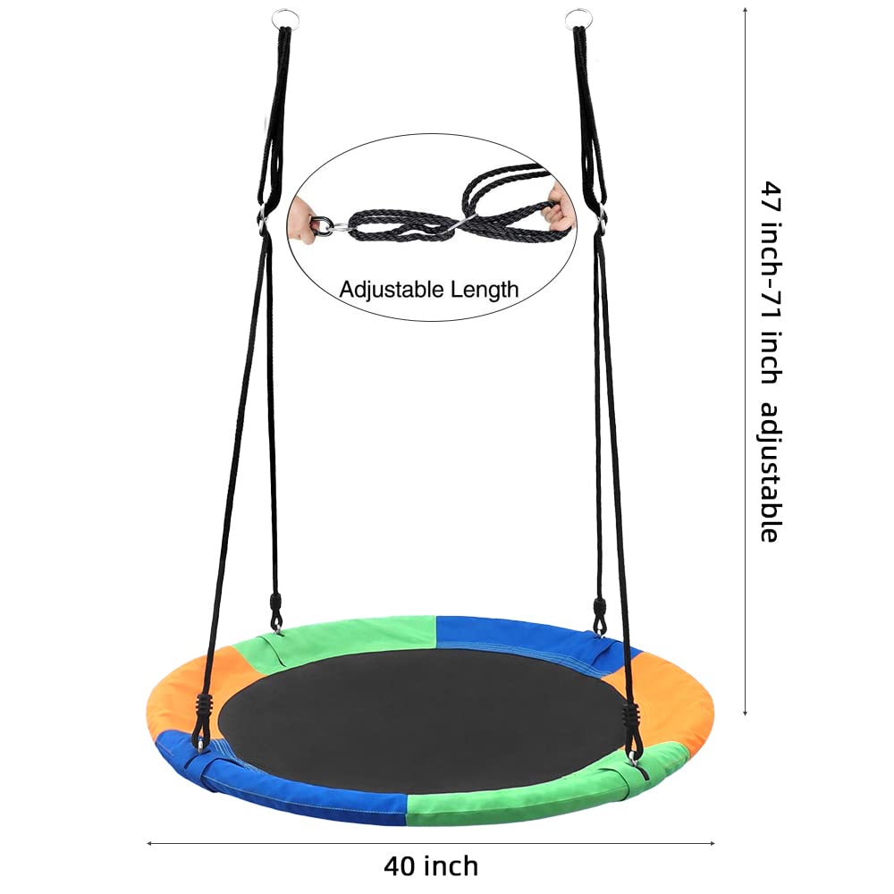 Take Me Away Saucer Tree Swing Seat for Kids - 40-Inch Outdoor Round Swing, Heavy-Duty, Easy Install, Multicolor