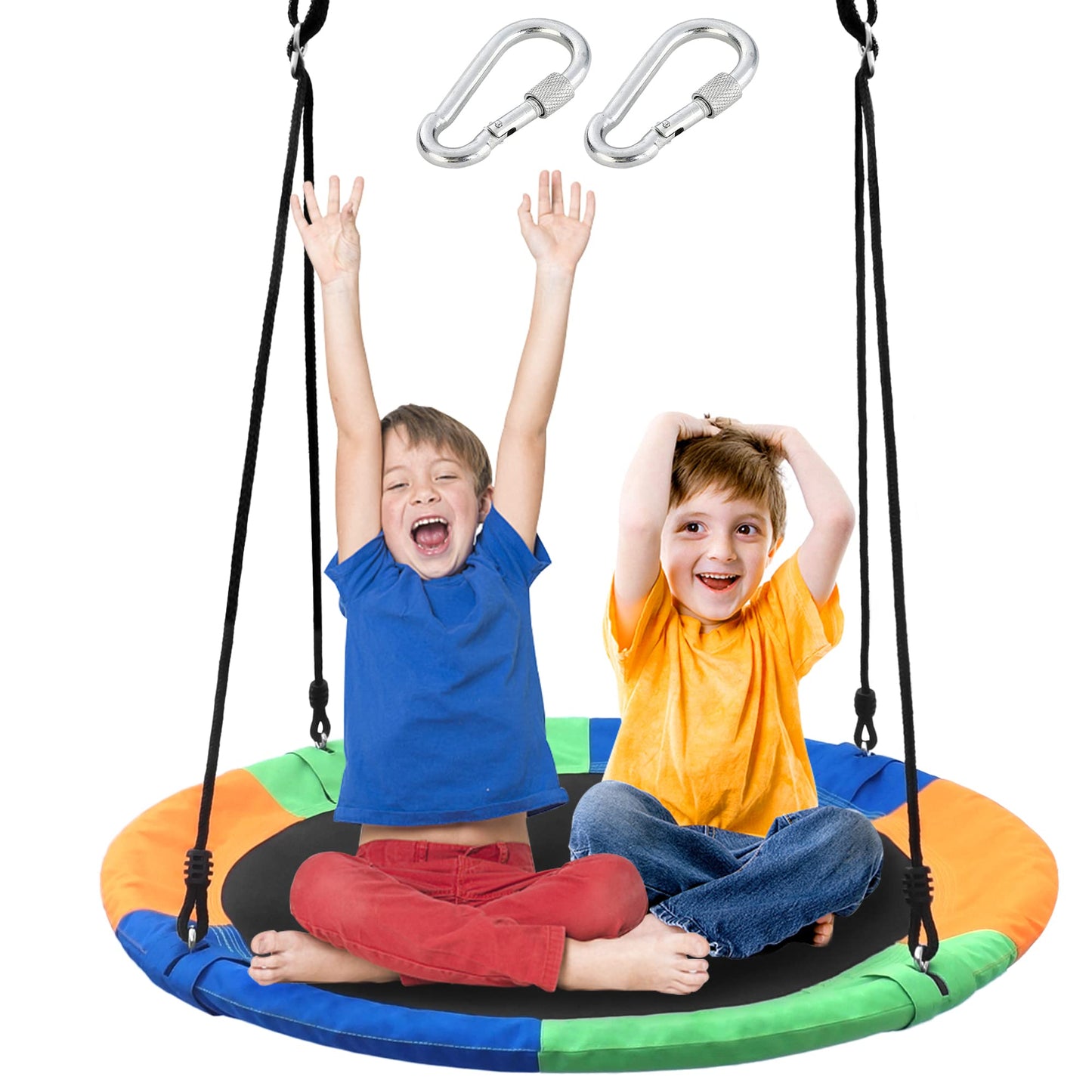 Take Me Away Saucer Tree Swing Seat for Kids - 40-Inch Outdoor Round Swing, Heavy-Duty, Easy Install, Multicolor