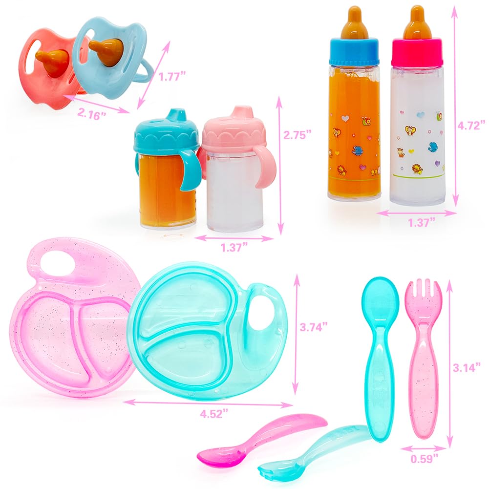 Taken All Baby Doll Magic Bottle Set – 12-Piece Pretend Feeding Kit (Middle Set)