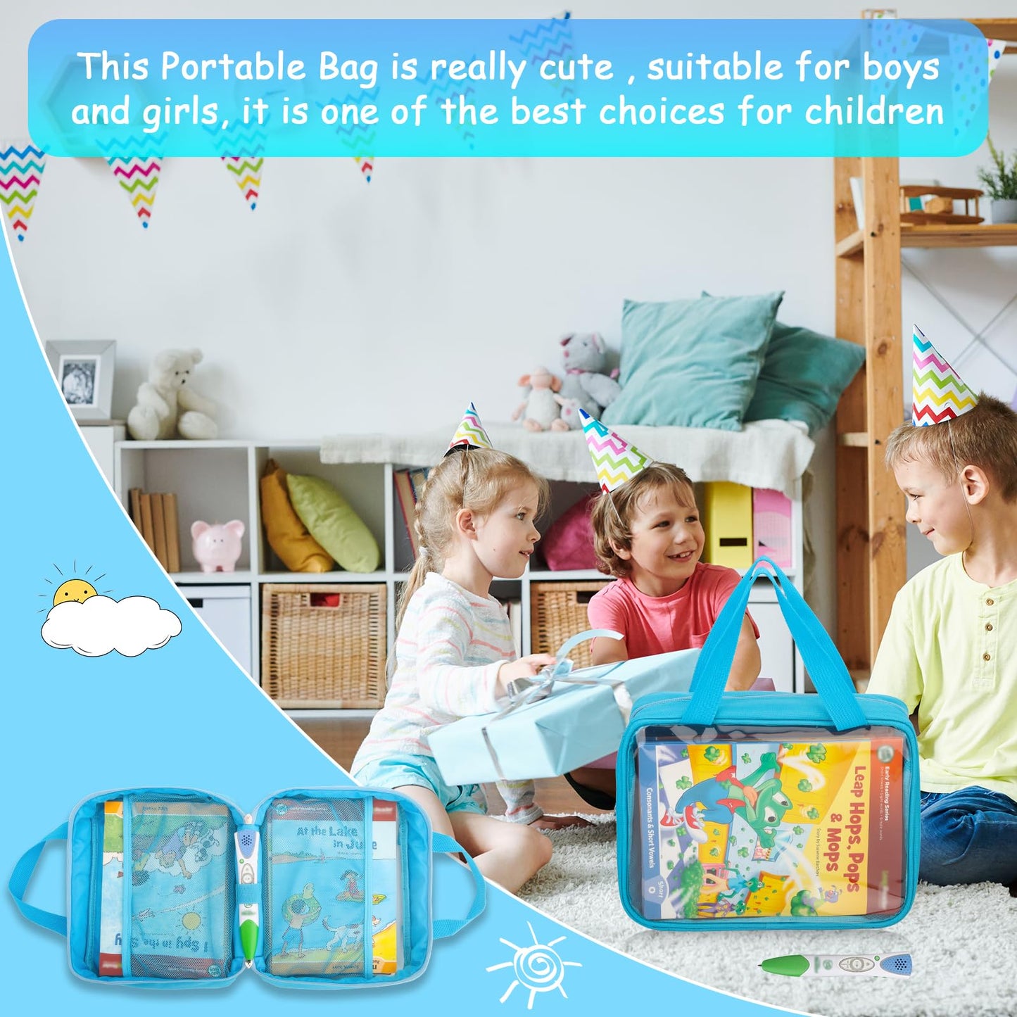 Taladad Carrying Case for LeapReader LeapFrog – Blue Portable Storage with Handle