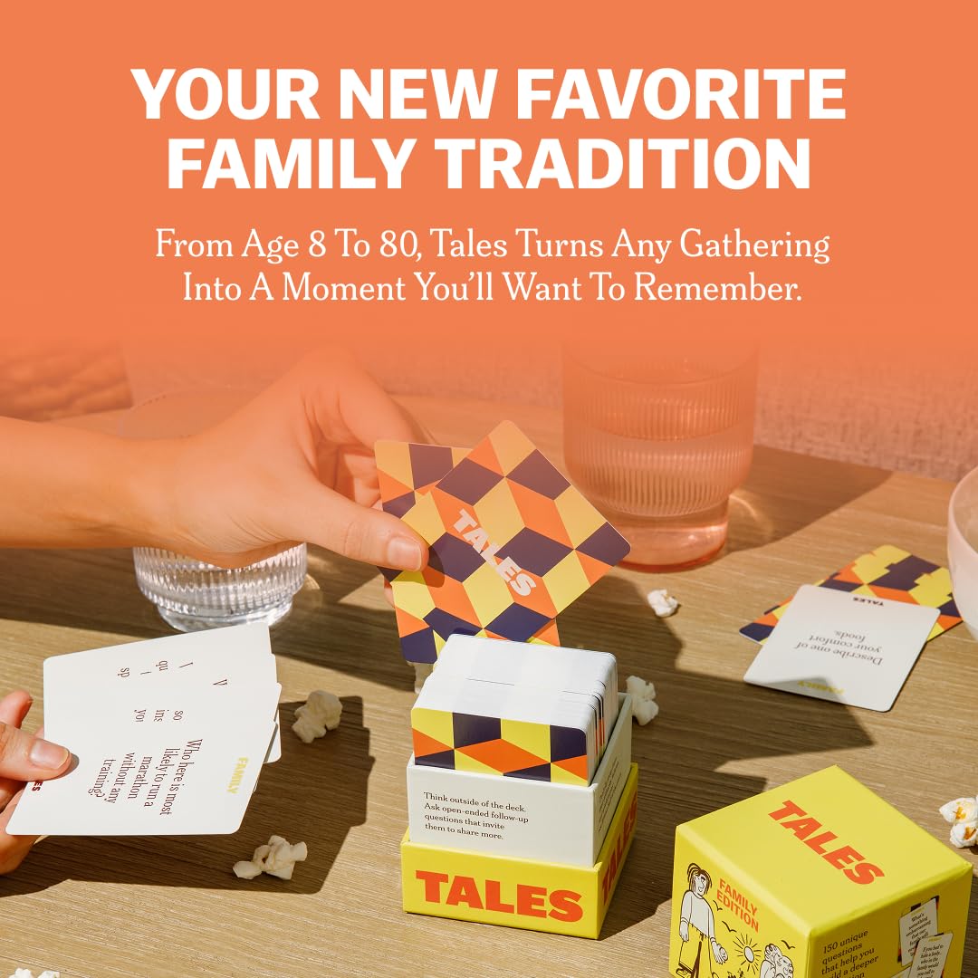 TALES 150 Conversation Cards – Family Edition for Dinners, Game Nights & Meaningful Connections