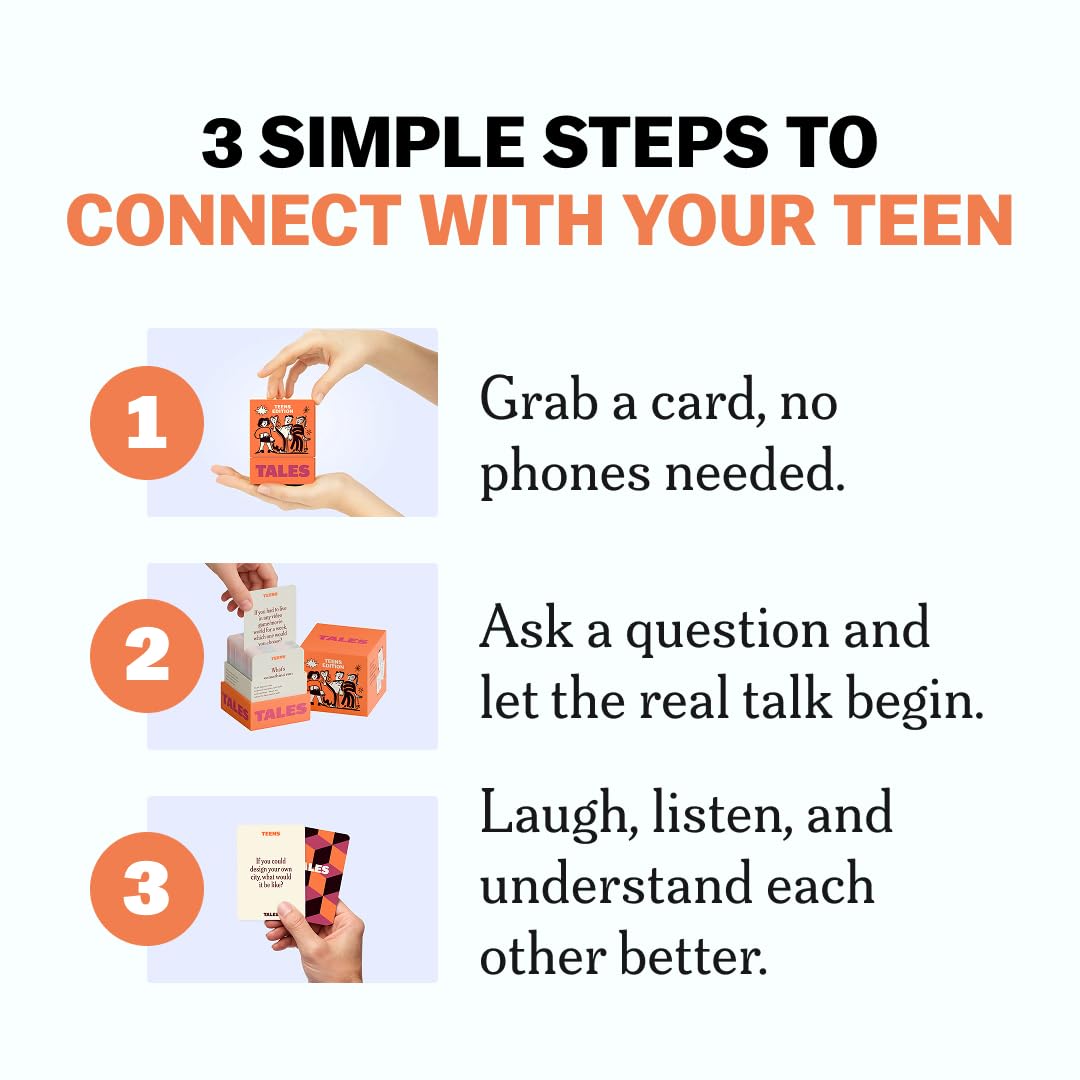 TALES Conversation Cards Teens Edition – 150-Count for Dinners, Road Trips, Classrooms & Gatherings