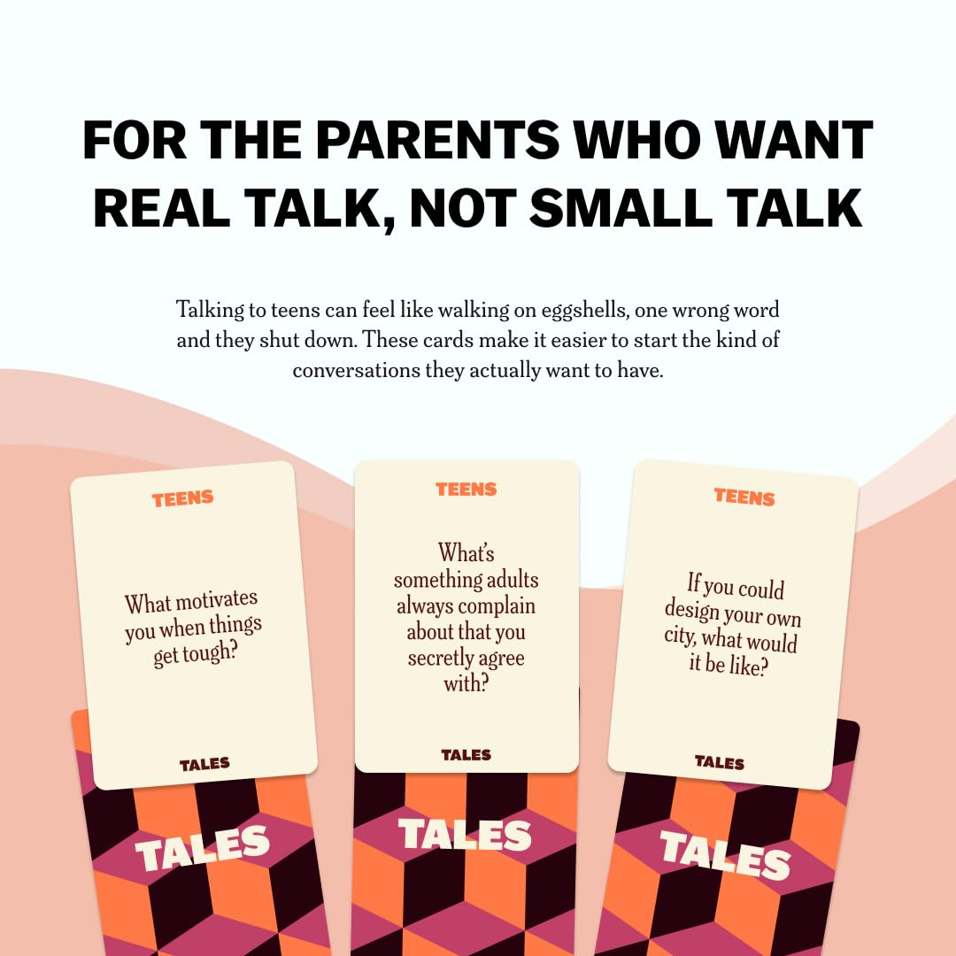 TALES Conversation Cards Teens Edition – 150-Count for Dinners, Road Trips, Classrooms & Gatherings