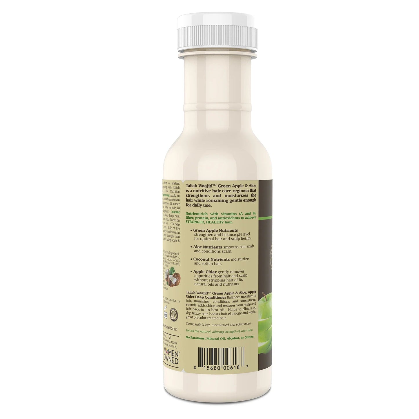 Taliah Waajid Green Apple & Aloe Apple Cider Deep Conditioner Moisture Balance for Dry, Frizzy Hair 12 oz