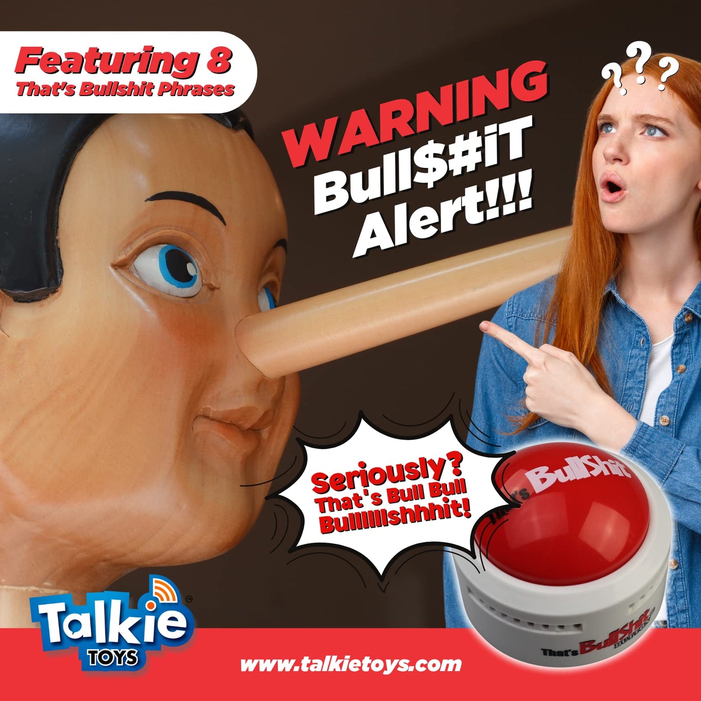 Talkie Toys That’s BS Button – Lights Up & Funny Sayings | Prank & Gag Gift