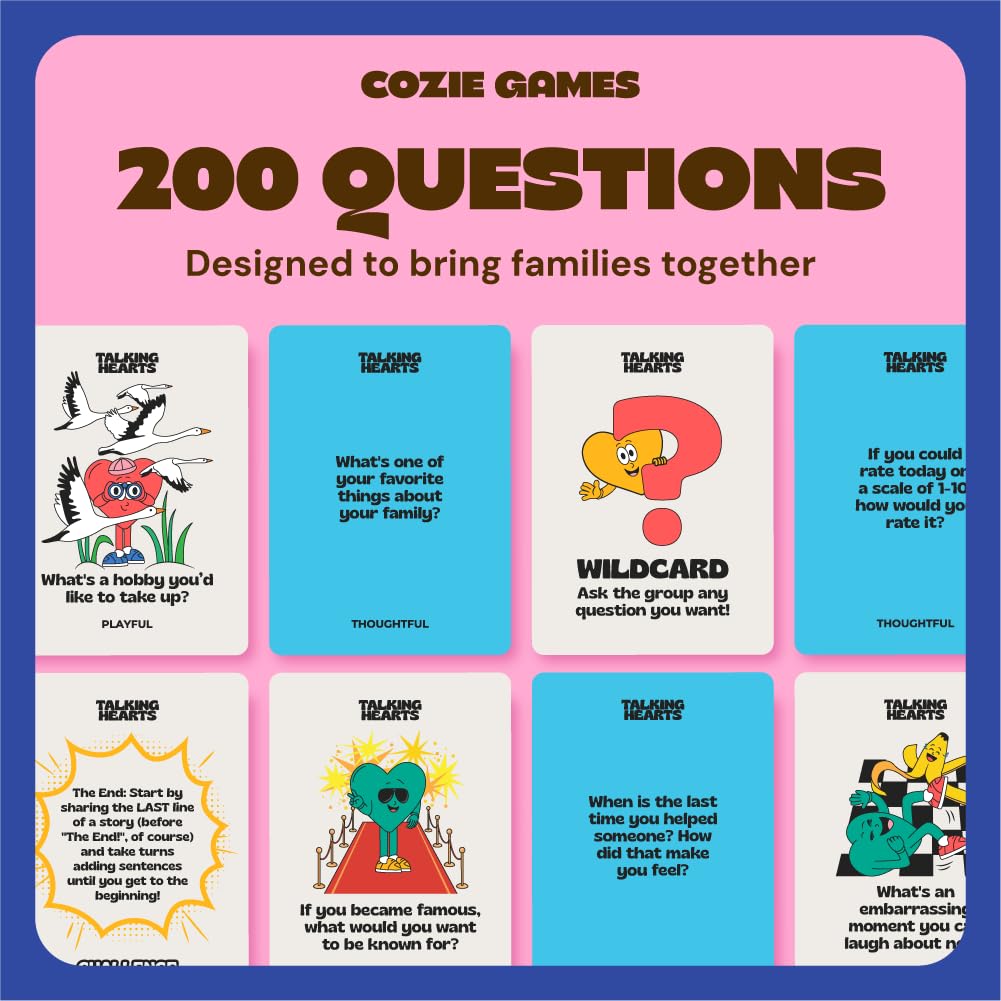 Talking Hearts Conversation Cards for Family | 200 Prompts & 20 Challenges
