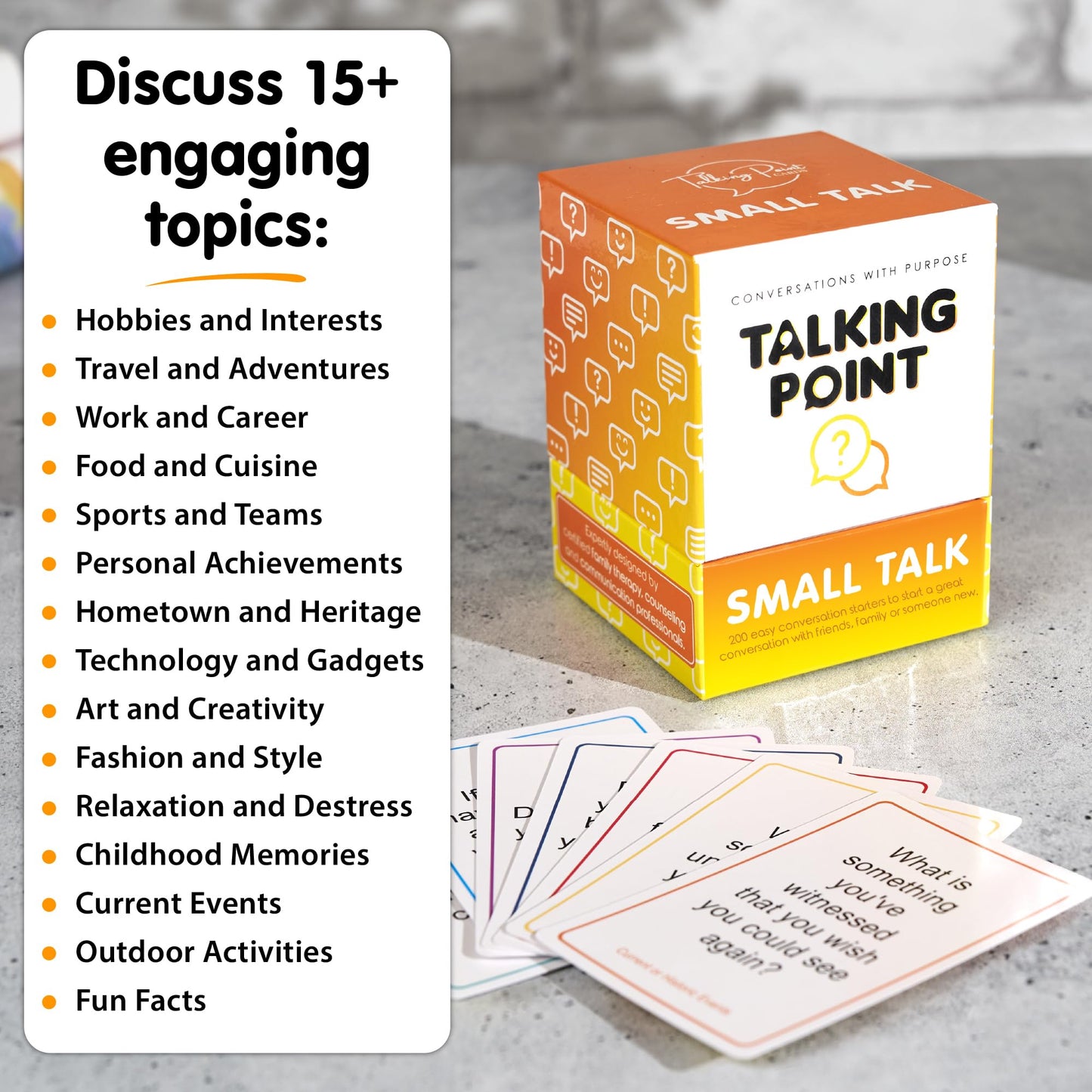 Talking Point Cards: 200 Icebreaker Conversation Cards for Meaningful Small Talk