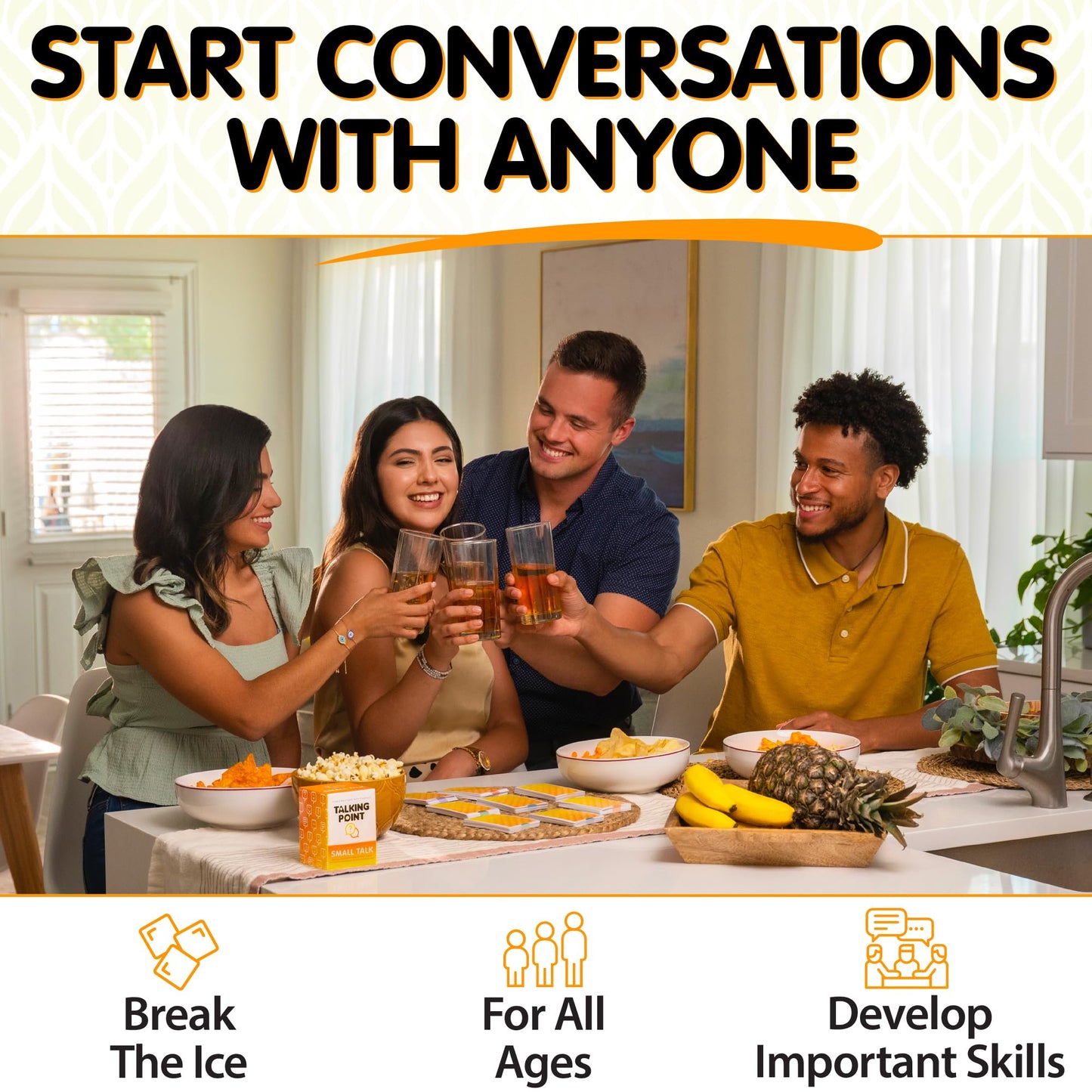 Talking Point Cards: 200 Icebreaker Conversation Cards for Meaningful Small Talk