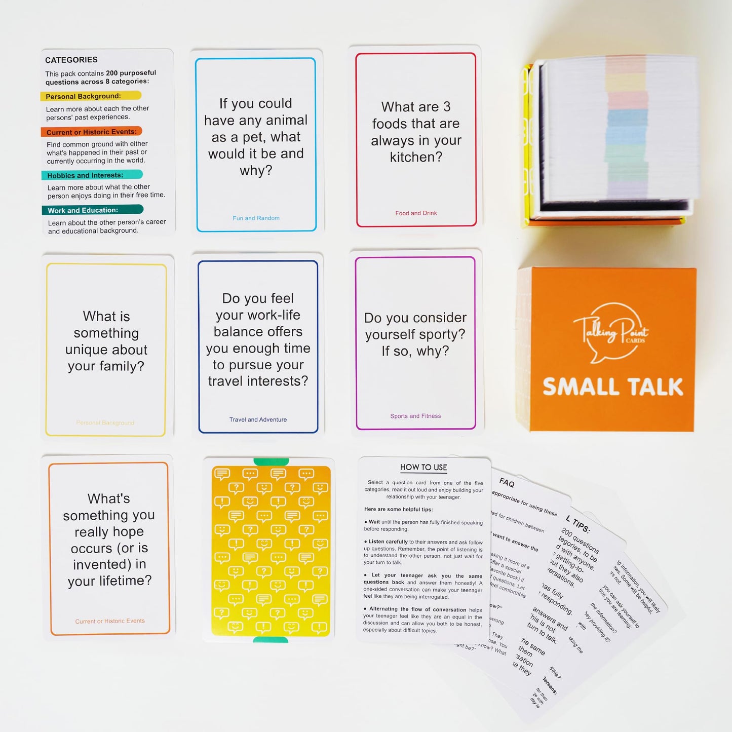 Talking Point Cards: 200 Icebreaker Conversation Cards for Meaningful Small Talk