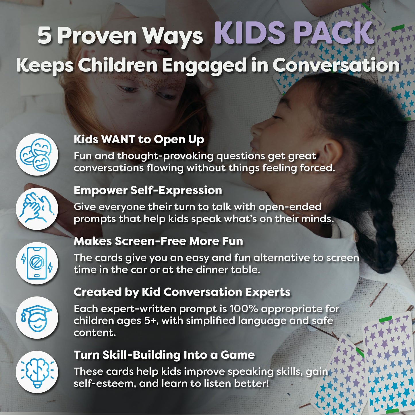Talking Point Cards – 200 Kids Conversation Cards for Family Dinners & Road Trips