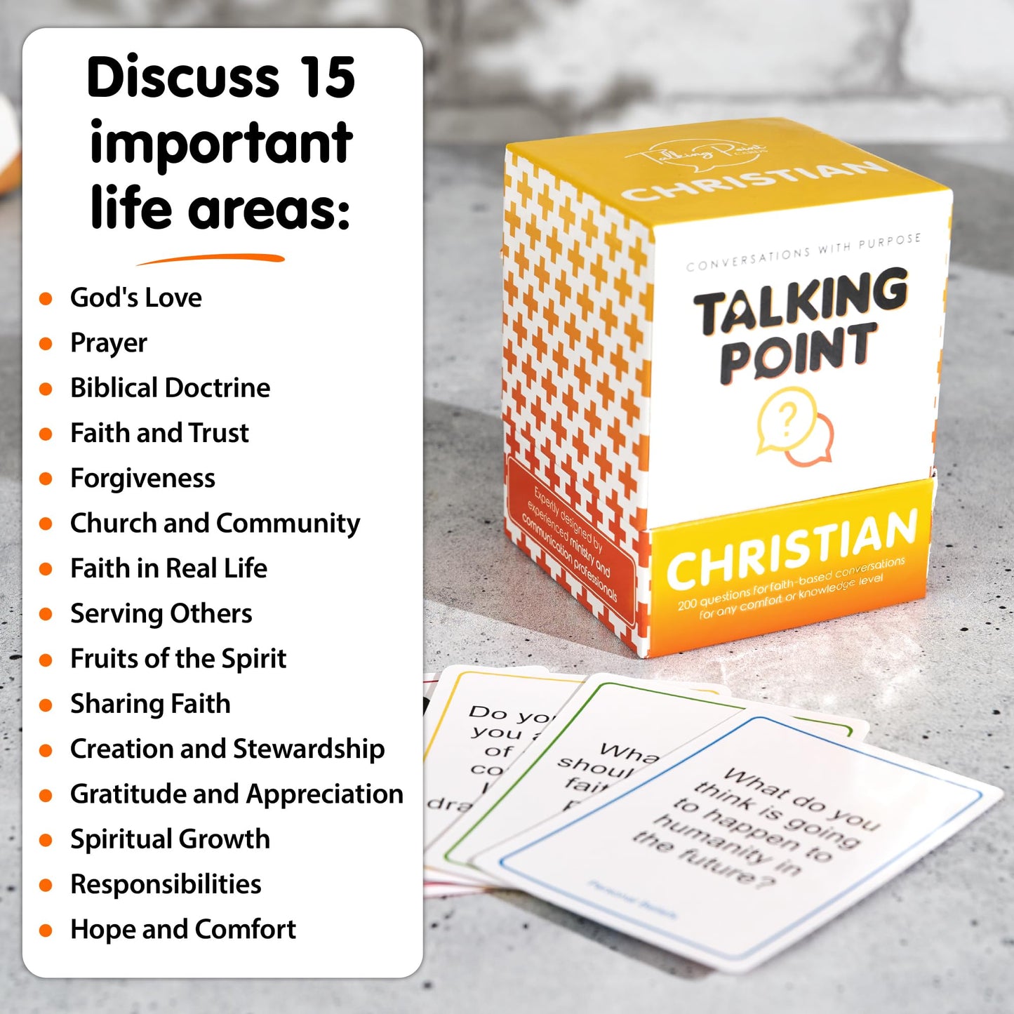 Talking Point Cards: 200 Christian Conversation Cards for Family Game Night & Bible Study