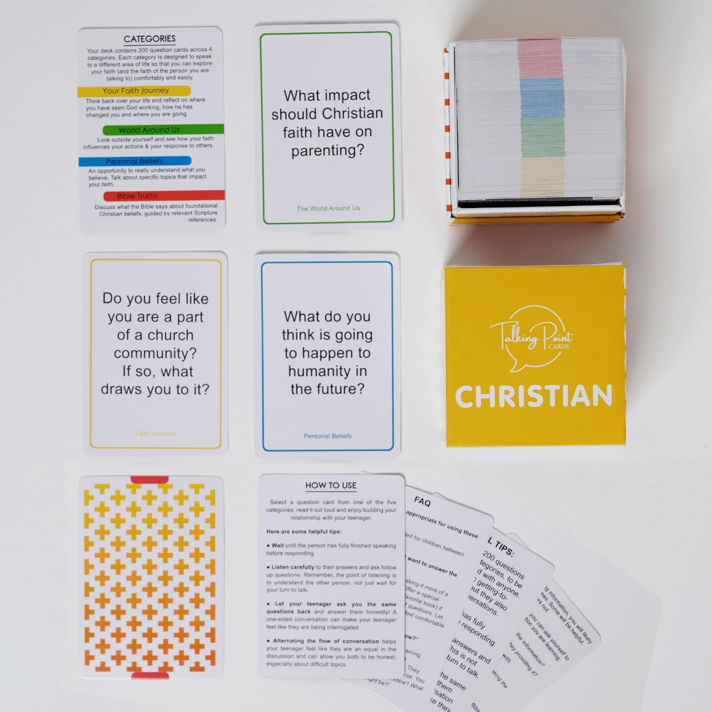 Talking Point Cards: 200 Christian Conversation Cards for Family Game Night & Bible Study