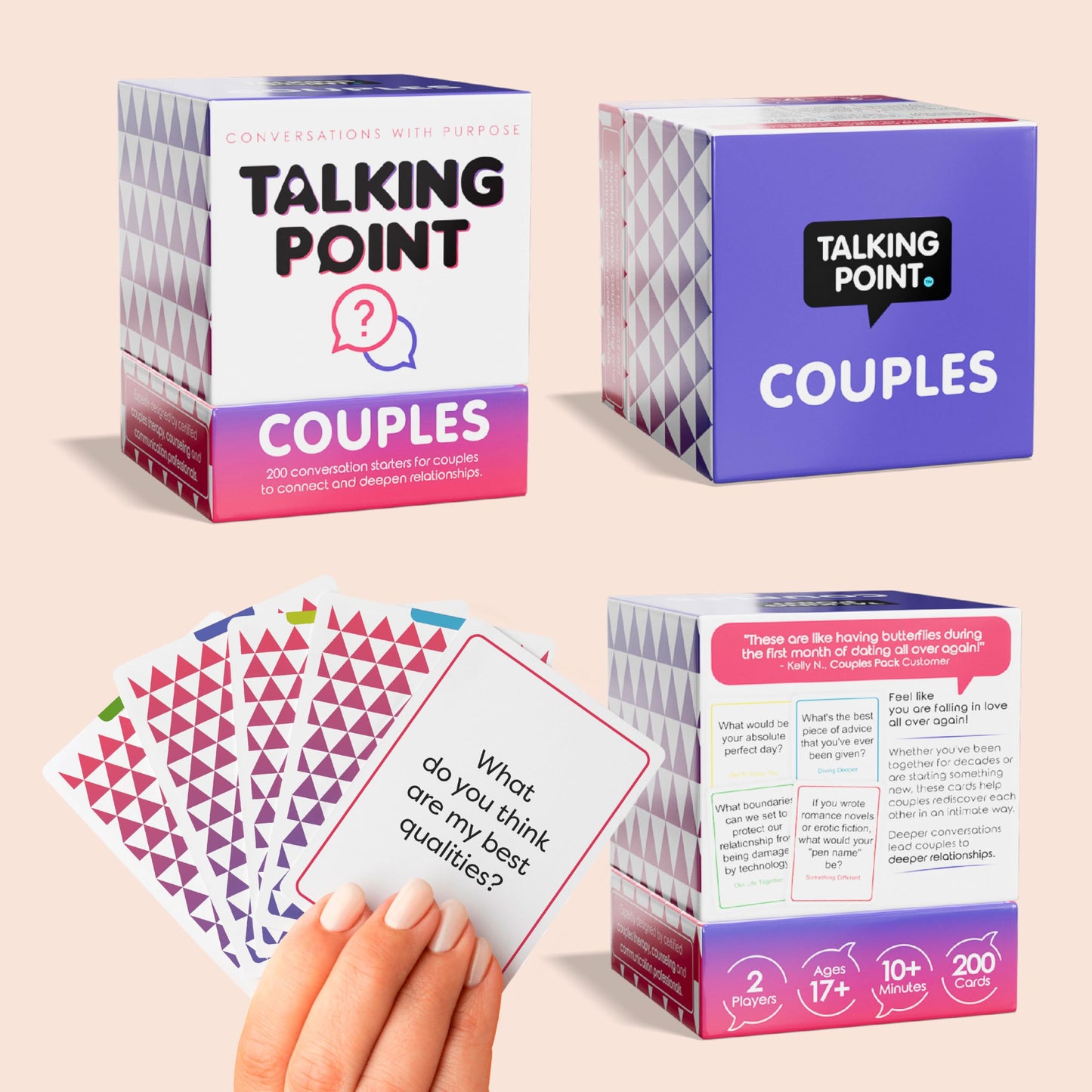 Talking Point Cards COUPLES Pack – 200 Conversation Starters for Connection & Romance