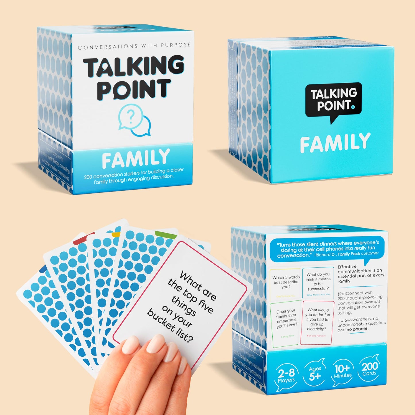 Talking Point Cards | 200 Family Conversation Cards for Dinner Time & Road Trips