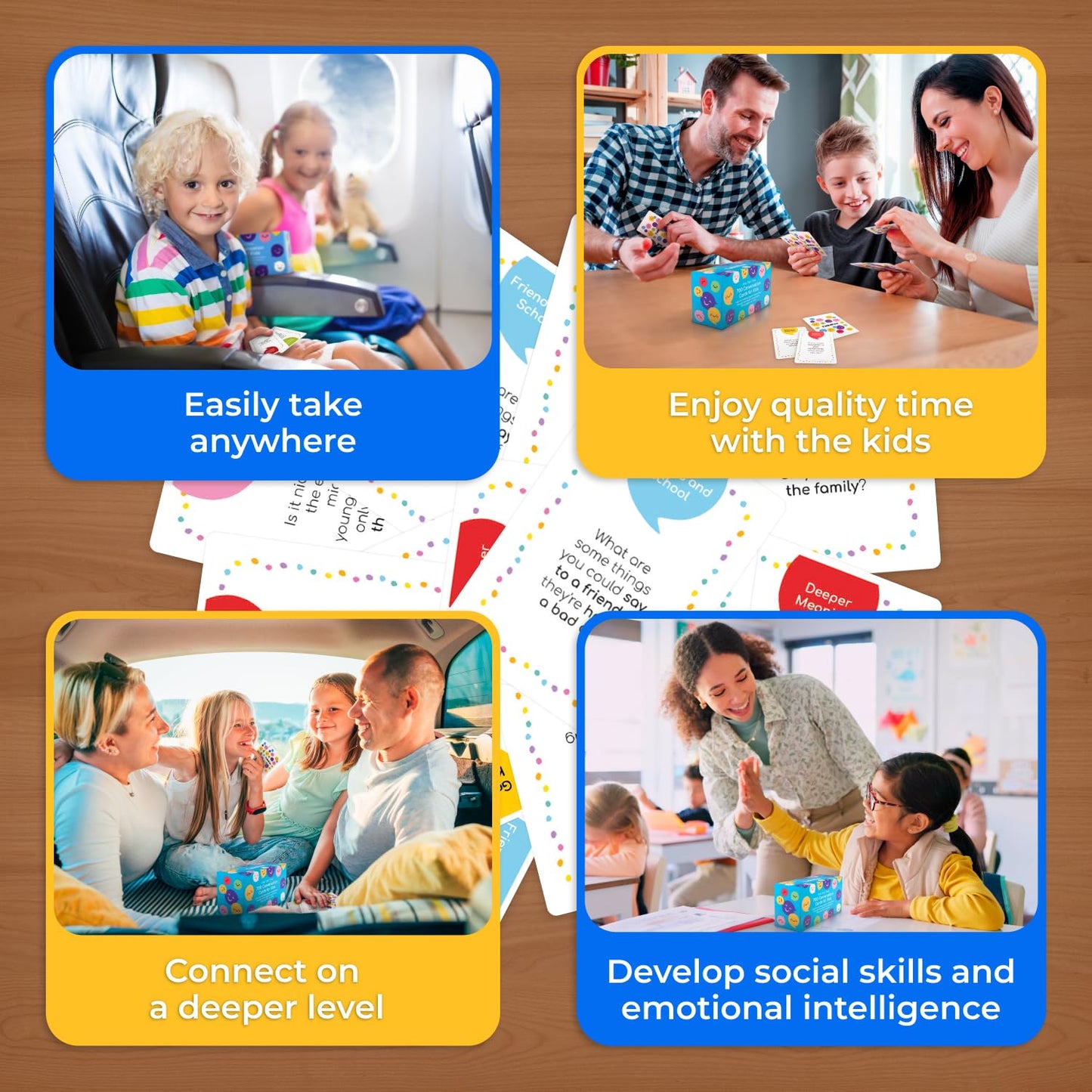 TALKWISE 700 Conversation Cards for Kids — Color-Coded 6 Topics for Family Nights