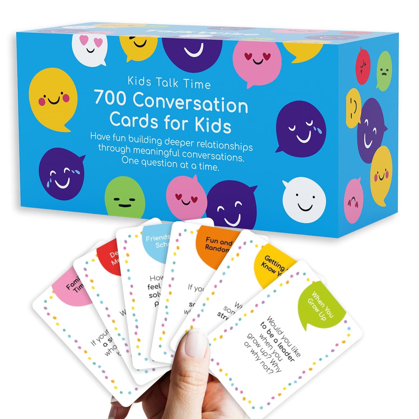 TALKWISE 700 Conversation Cards for Kids — Color-Coded 6 Topics for Family Nights