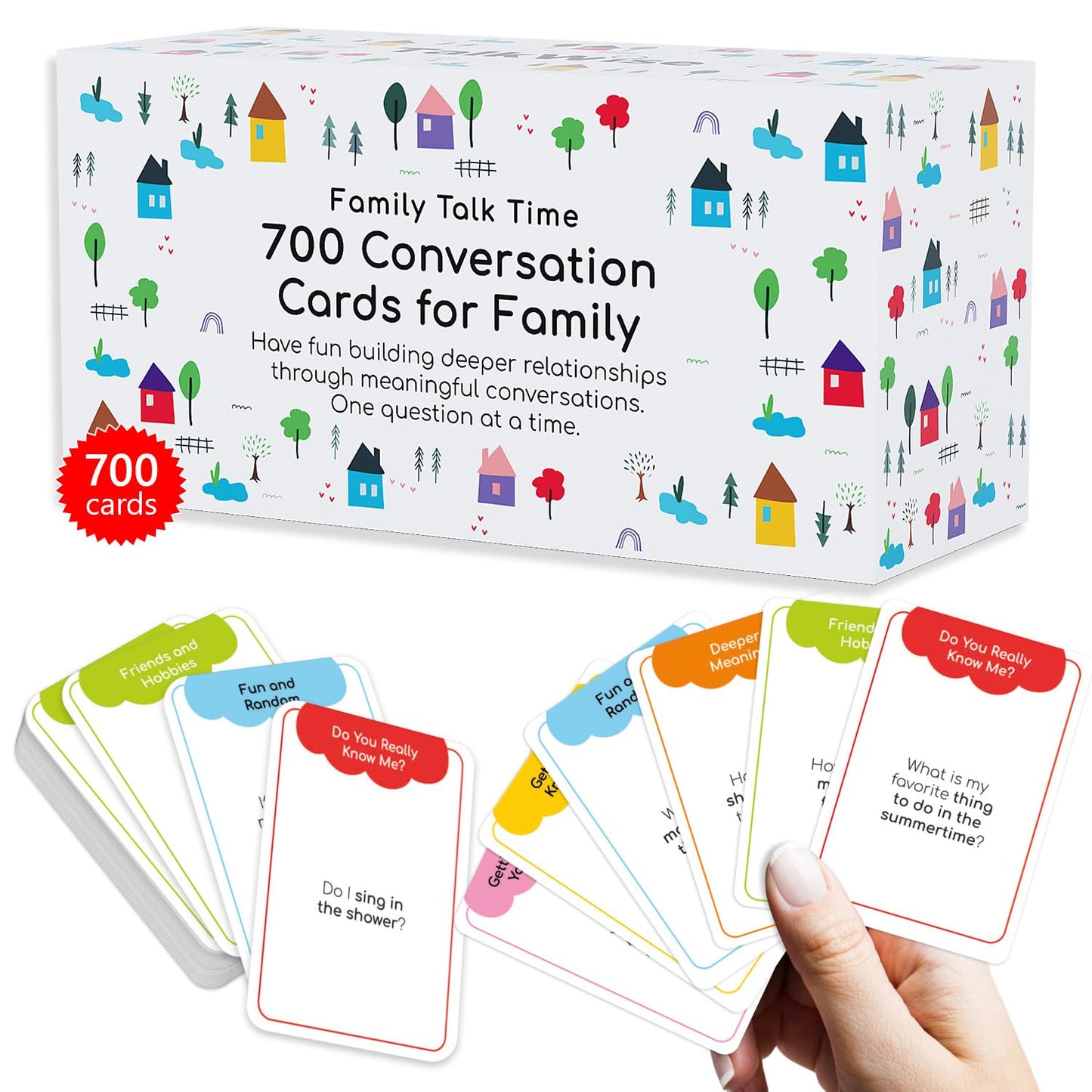 TALKWISE 700 Family Conversation Cards – 6 Topics, 700 Prompts for Engaging Family Dinners