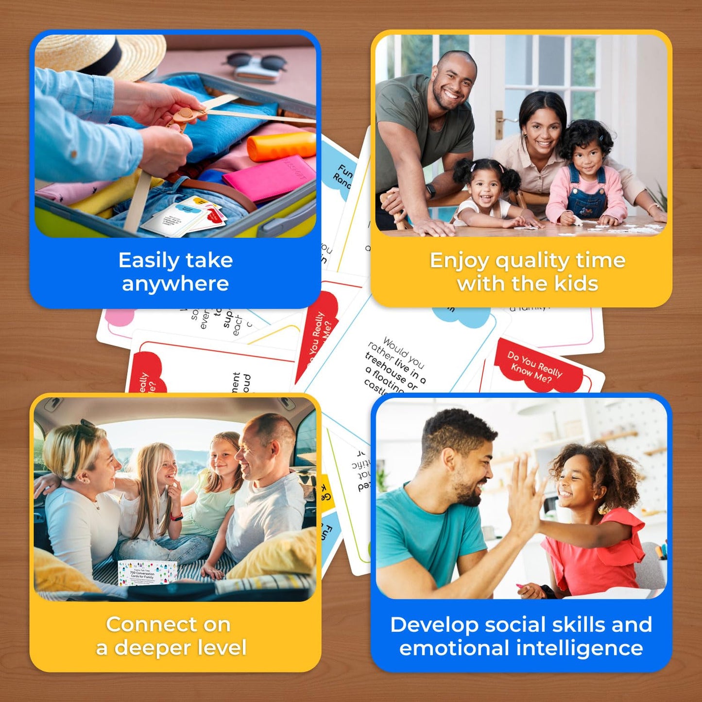 TALKWISE 700 Family Conversation Cards – 6 Topics, 700 Prompts for Engaging Family Dinners