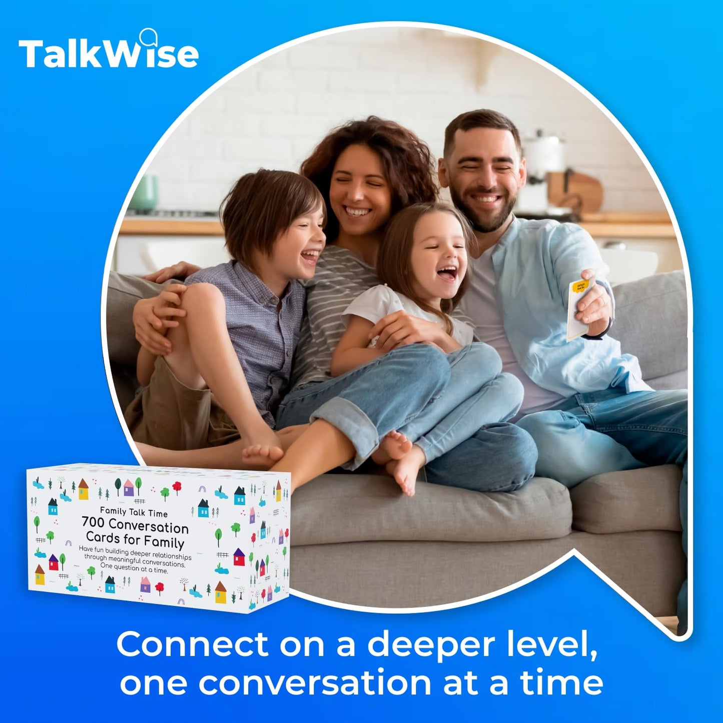 TALKWISE 700 Family Conversation Cards – 6 Topics, 700 Prompts for Engaging Family Dinners