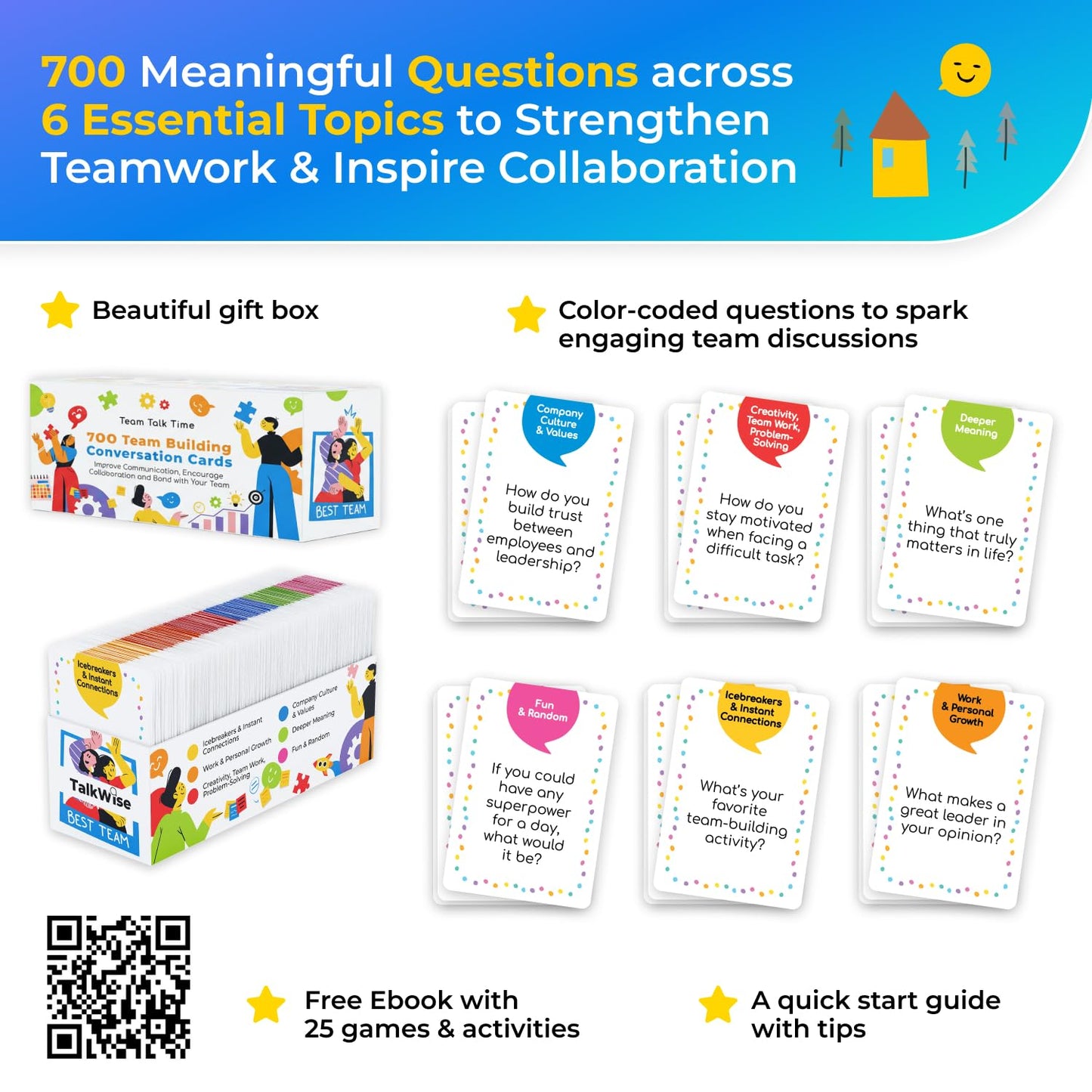 TalkWise 700 Team Building Cards for Work | Ice Breakers & Deeper Connections