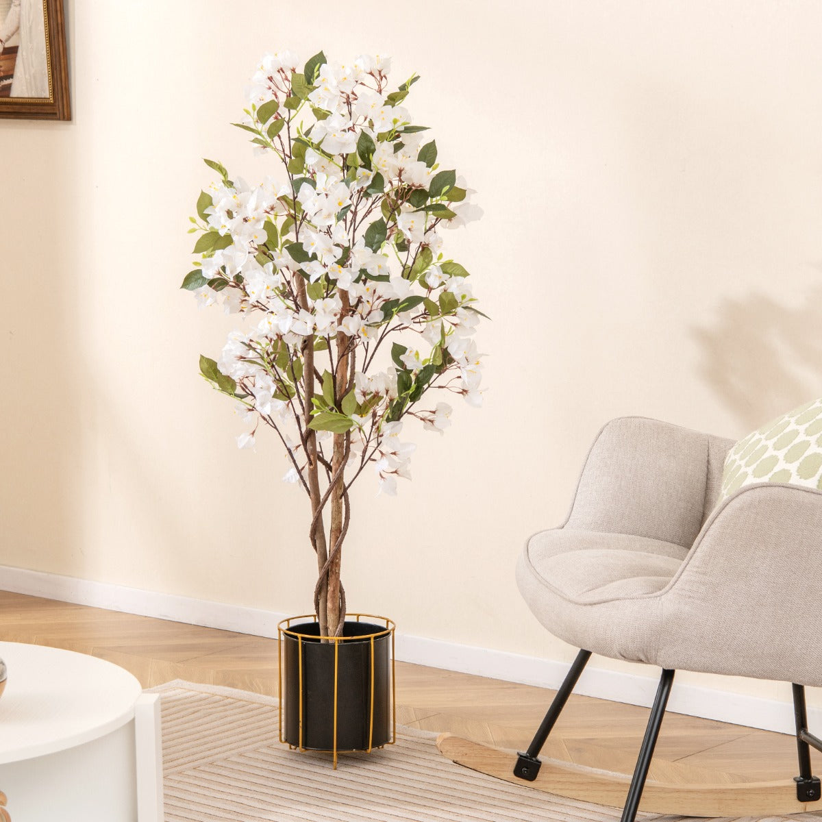 120 CM Tall Artificial Bougainvillea Tree with Blooming Flowers- Rose