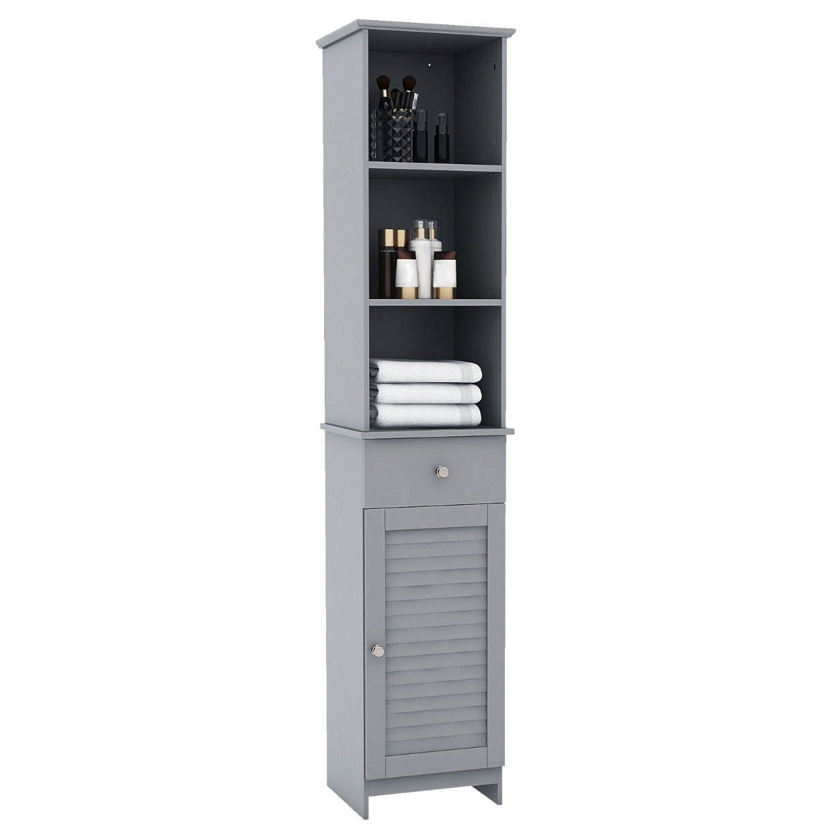 Tall Bathroom Cabinet with Adjustable Shelves-Black