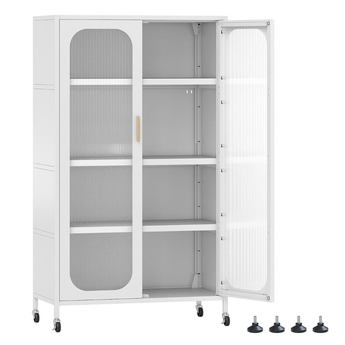 5-Tier Tall Kitchen Pantry with Adjustable Shelves and Semi-Transparent Doors-Black