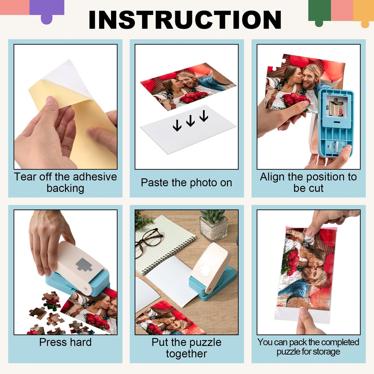 Talltalk DIY Photo Puzzle Punch Maker Set – 4x6 Inch Custom Jigsaw Cutter with Foam Sheets & Storage Bags
