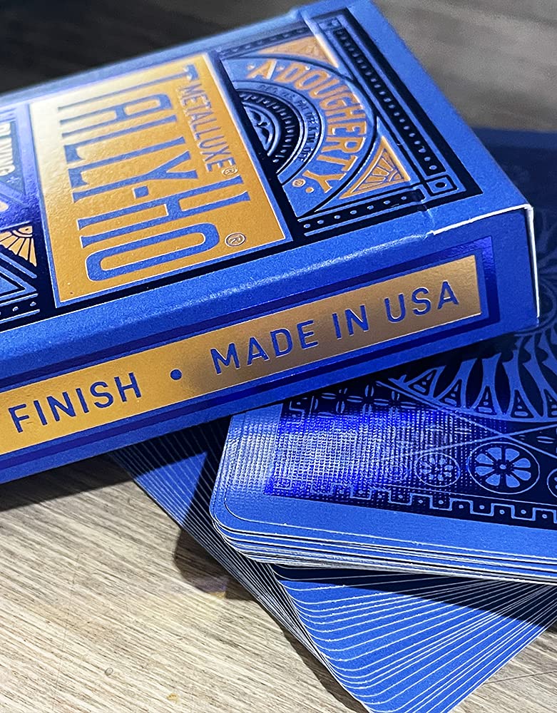 Tally-Ho MetalLuxe Blue Playing Cards – Luxury Deck with Real Metal Foil