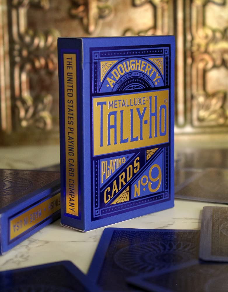 Tally-Ho MetalLuxe Blue Playing Cards – Luxury Deck with Real Metal Foil