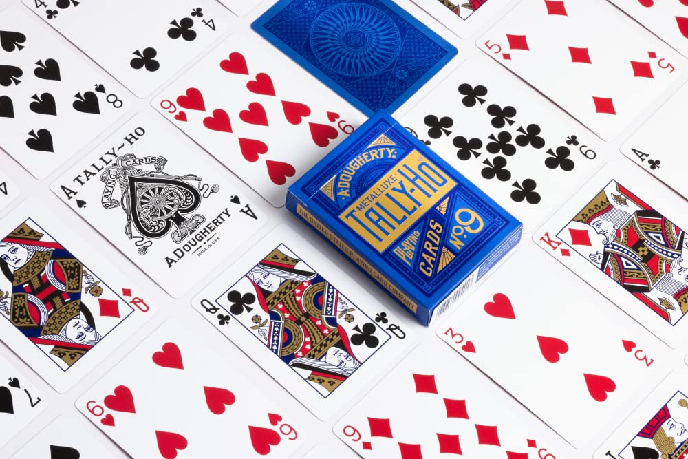 Tally-Ho MetalLuxe Blue Playing Cards – Luxury Deck with Real Metal Foil