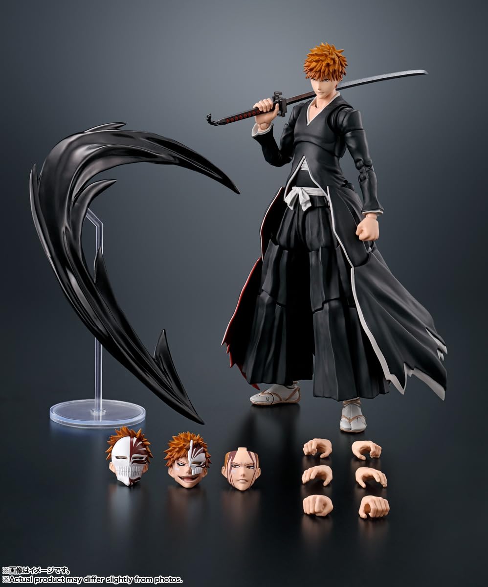 Tamashii Nations Bleach Ichigo Kurosaki Getsuga Tensho S.H.Figuarts Action Figure | Official Licensed