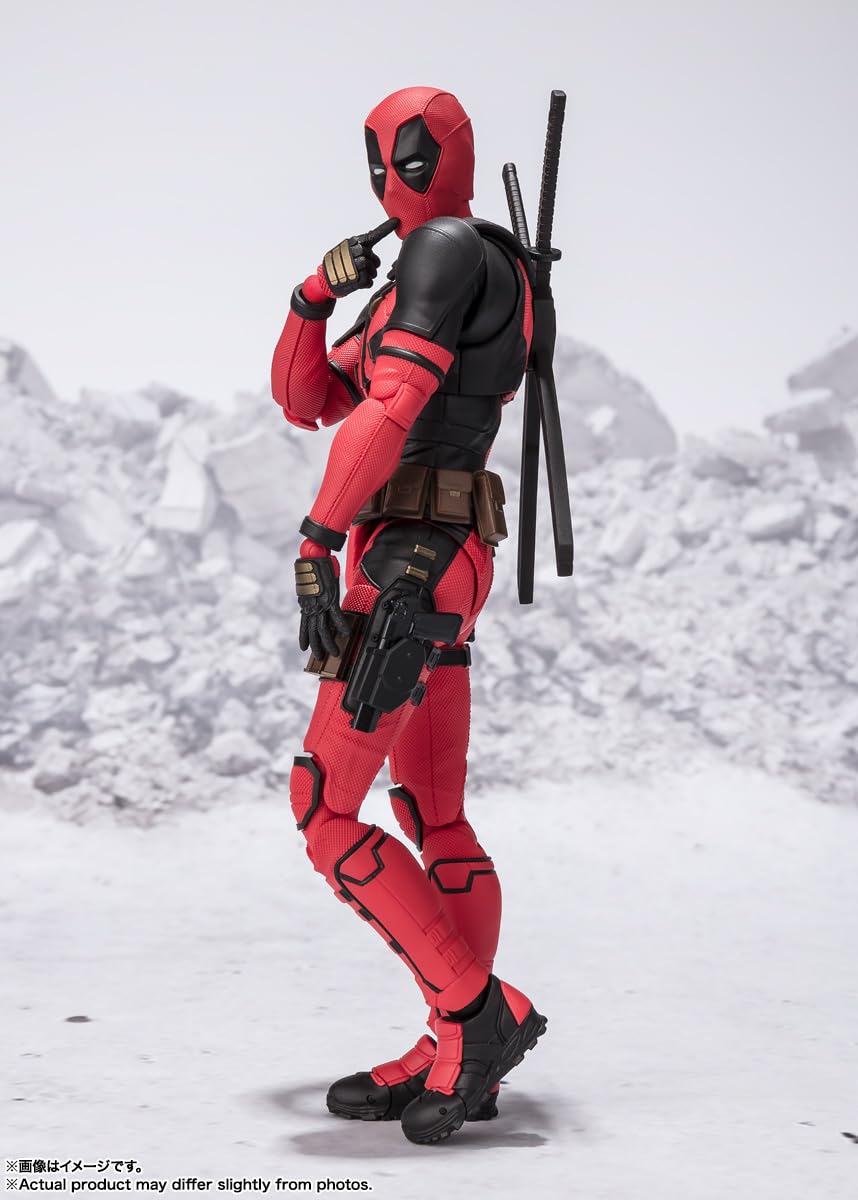 TAMASHII NATIONS Deadpool S.H.Figuarts Action Figure – Fully Articulated Deadpool with Headpool & Accessories