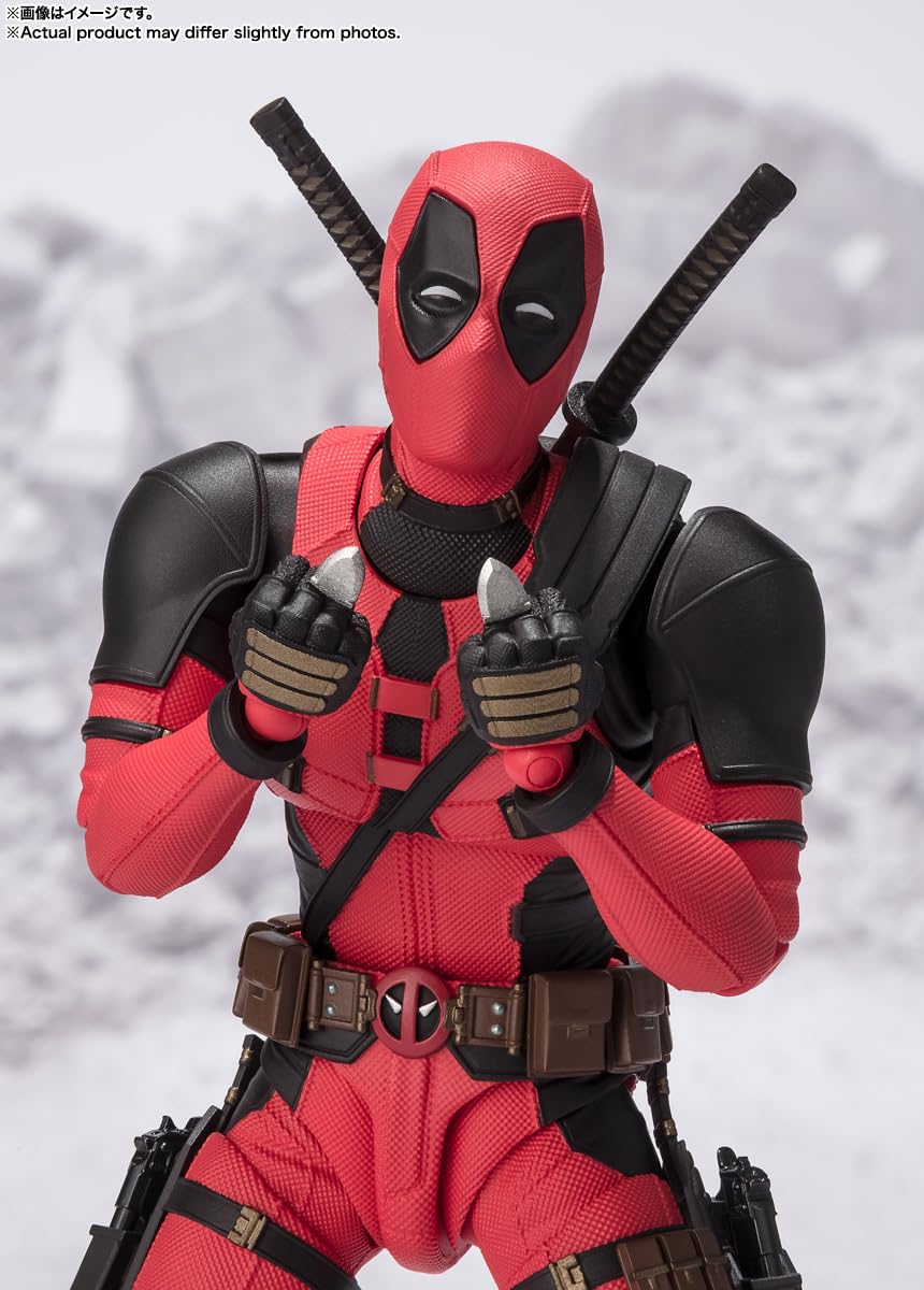 TAMASHII NATIONS Deadpool S.H.Figuarts Action Figure – Fully Articulated Deadpool with Headpool & Accessories