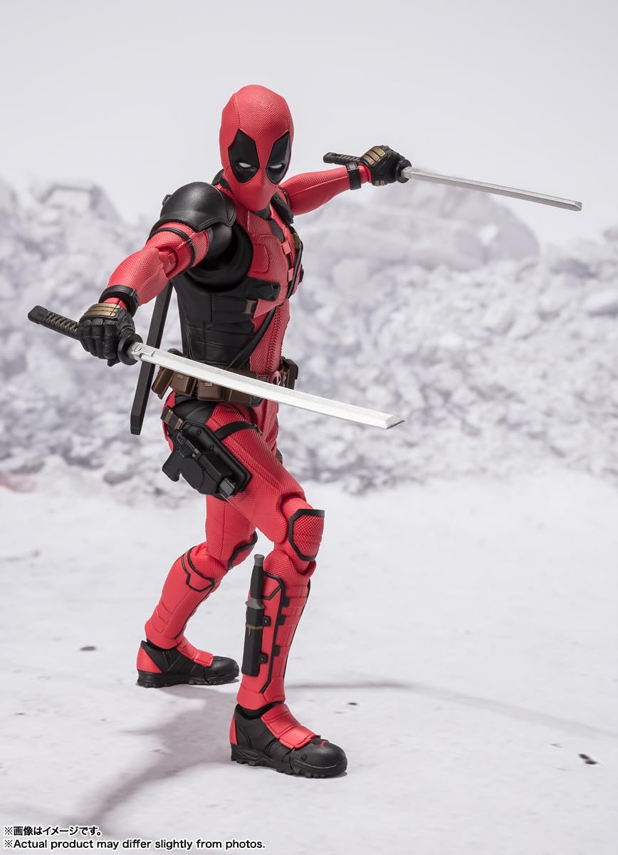 TAMASHII NATIONS Deadpool S.H.Figuarts Action Figure – Fully Articulated Deadpool with Headpool & Accessories