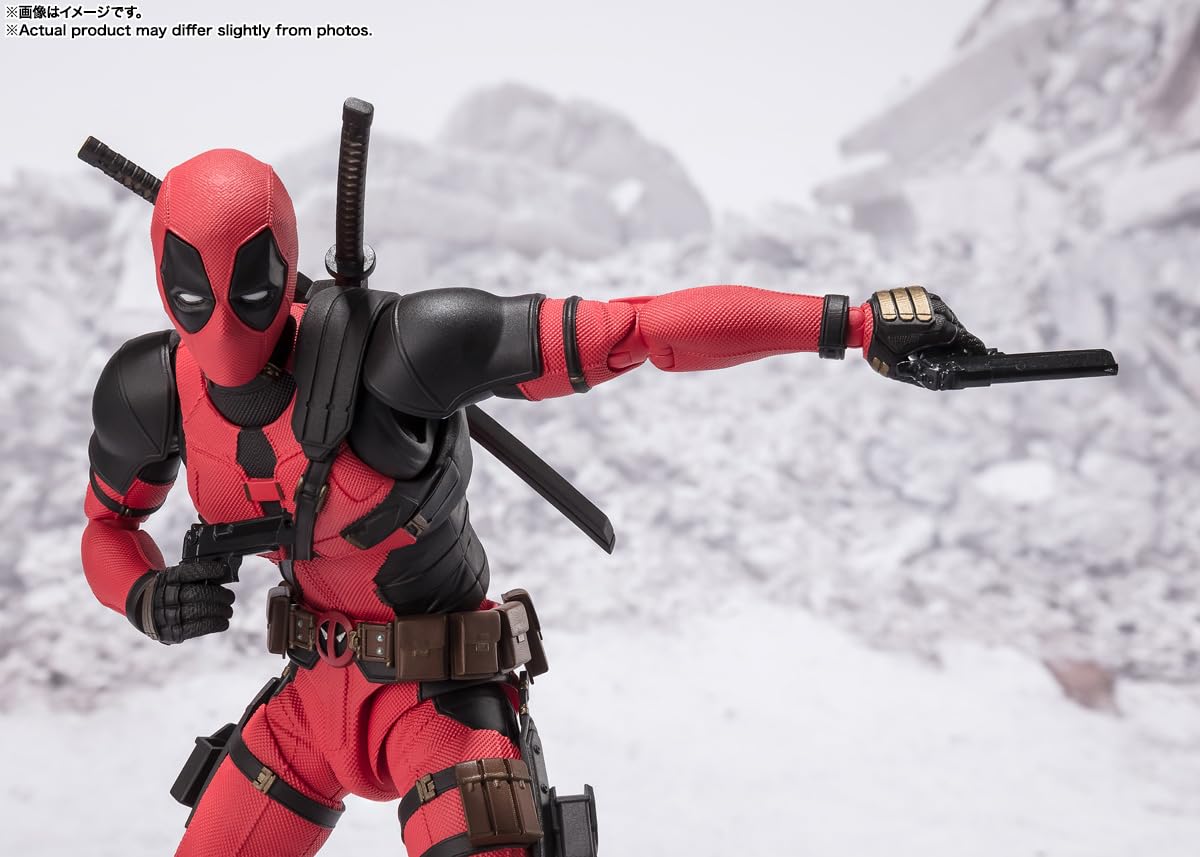 TAMASHII NATIONS Deadpool S.H.Figuarts Action Figure – Fully Articulated Deadpool with Headpool & Accessories